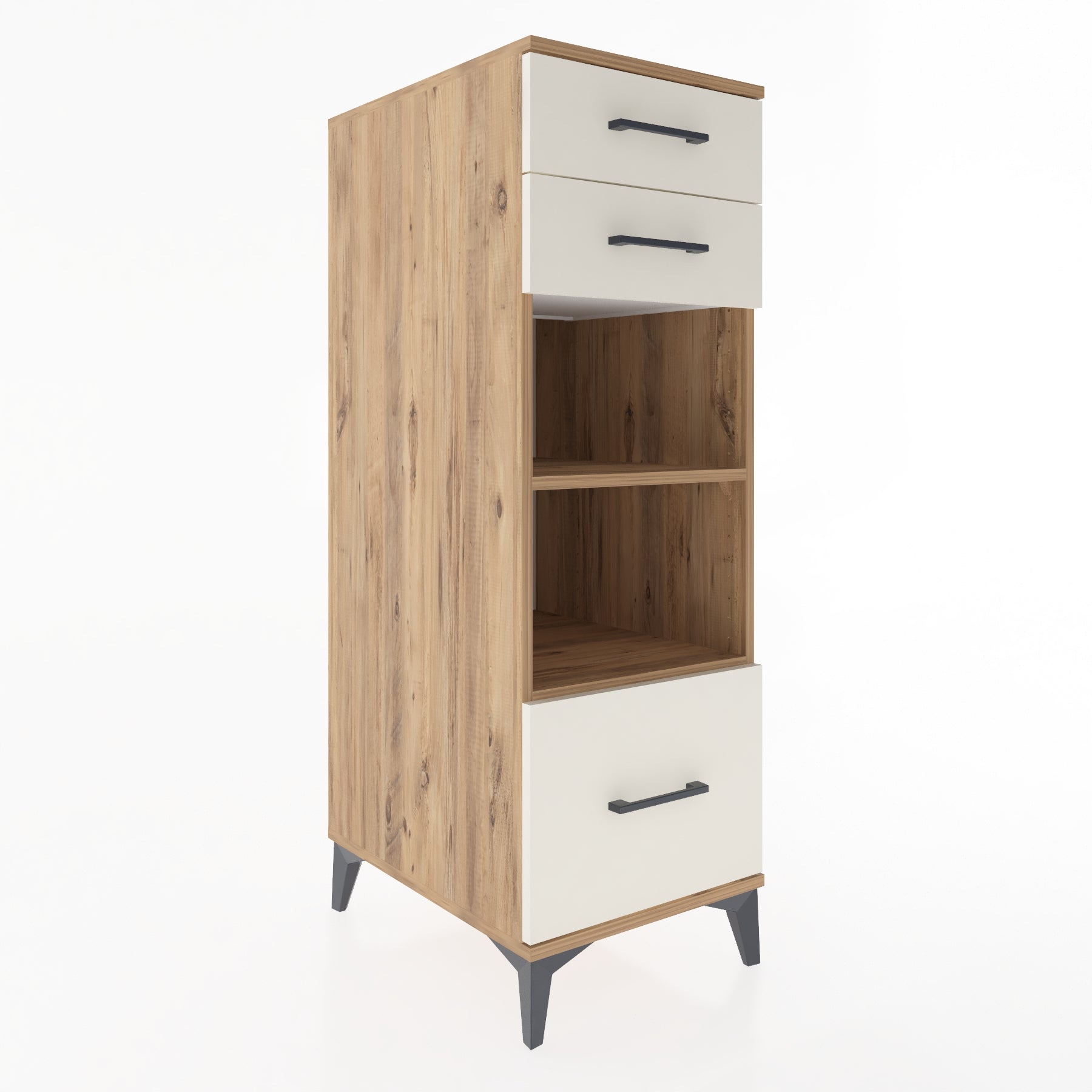 Woodntry Modüler Dolap Çam 44x59x122 cm Çekmeceli ve Raflı CR74-3