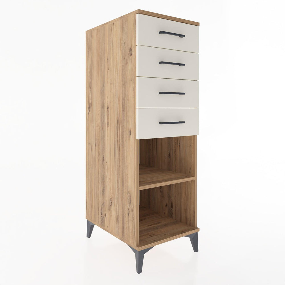 Woodntry Modüler Dolap Çam 44x30x122 cm Çekmeceli ve Raflı CR124-3