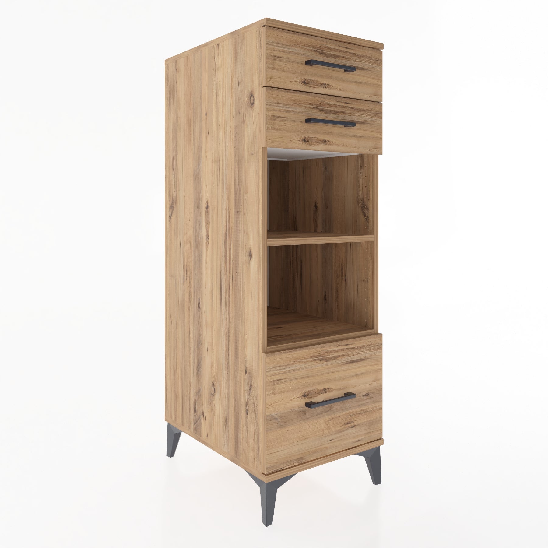 Woodntry Modüler Dolap Çam 44x59x122 cm Çekmeceli ve Raflı CR74-3