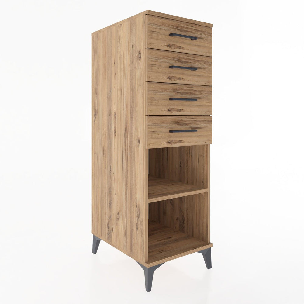 Woodntry Modüler Dolap Çam 44x30x122 cm Çekmeceli ve Raflı CR124-3