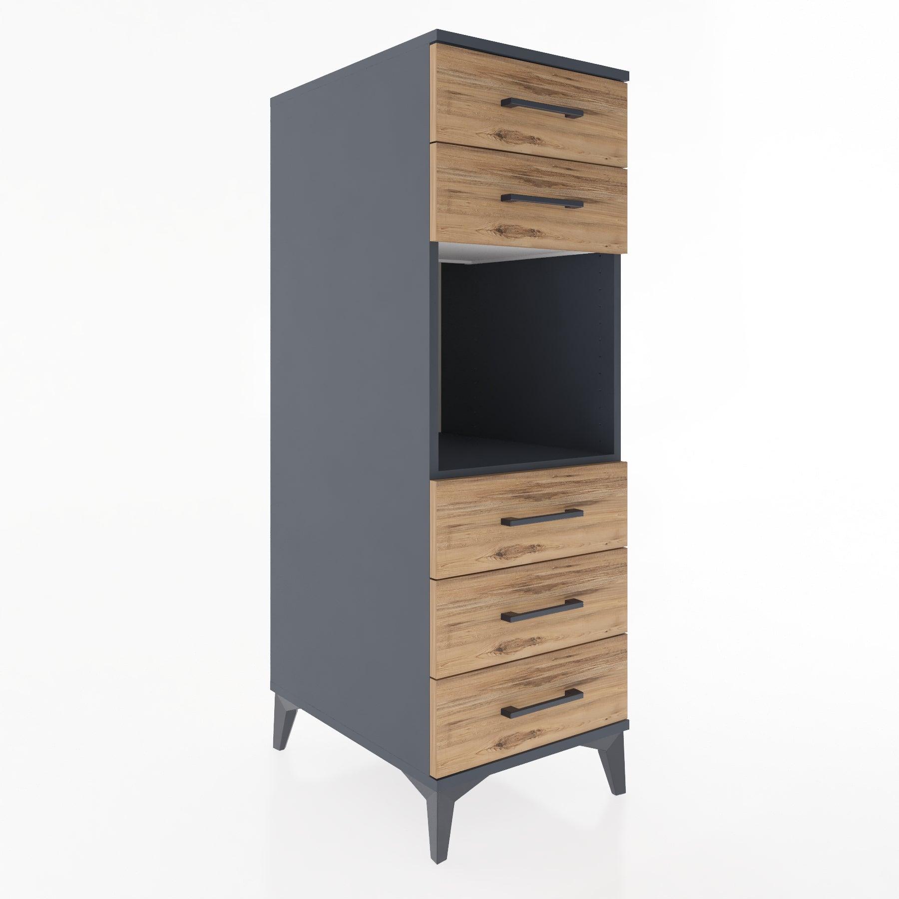 Woodntry Modular Cabinet Anthracite 44x59x122 cm with Drawers and Shelves CR126-2