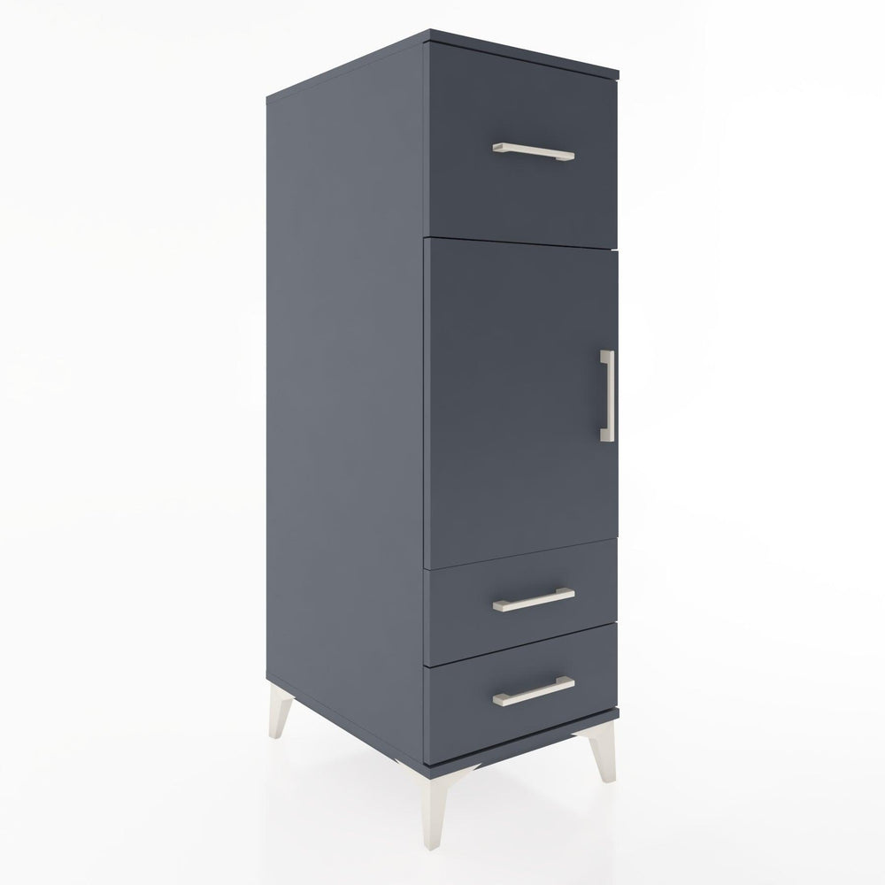 Woodntry Modüler Dolap Antrasit 44x59x122 cm Kapaklı ve Çekmeceli KC26-2