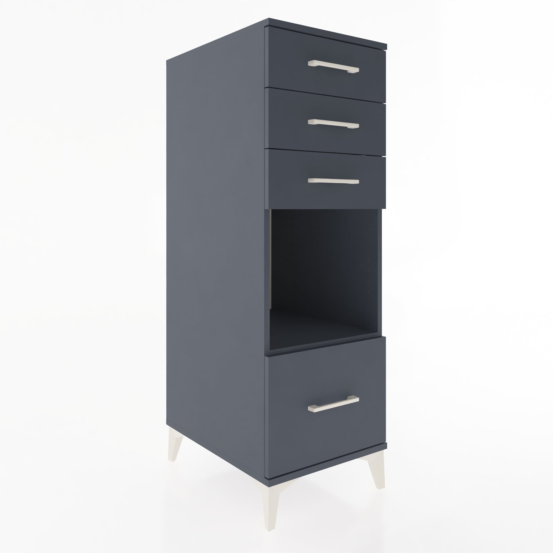 Woodntry Modüler Dolap Antrasit 44x59x122 cm Çekmeceli ve Raflı CR76-2