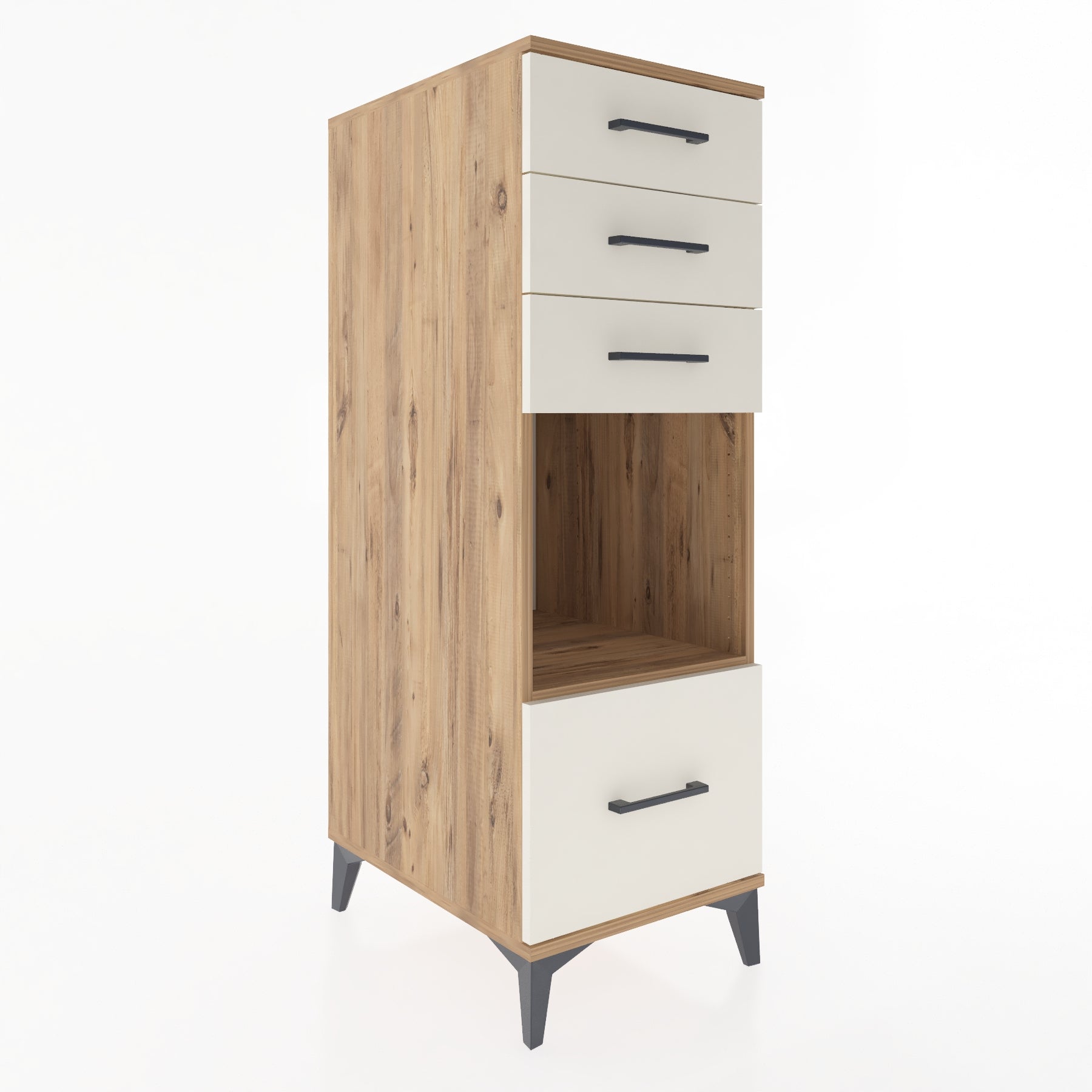 Woodntry Modüler Dolap Çam 44x59x122 cm Çekmeceli ve Raflı CR76-3