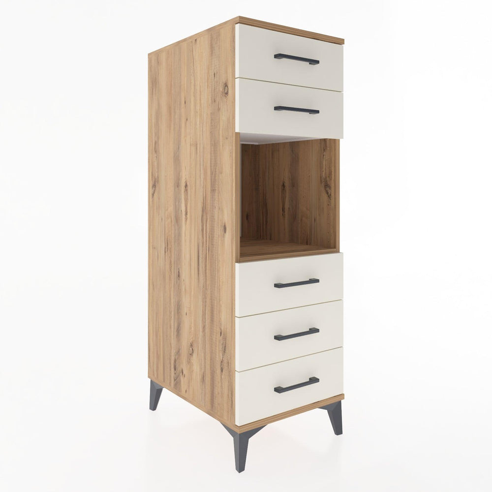 Woodntry Modüler Dolap Çam 44x30x122 cm Çekmeceli ve Raflı CR126-3