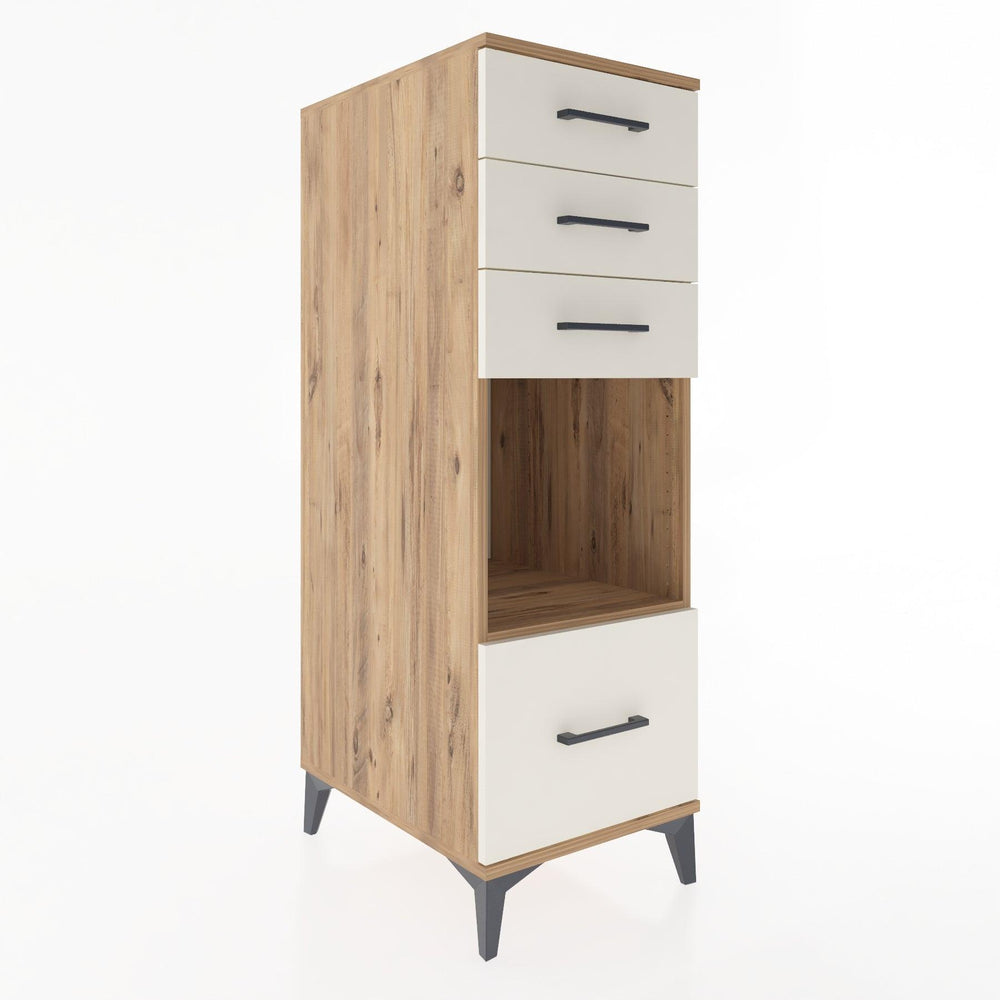 Woodntry Modüler Dolap Çam 44x30x122 cm Çekmeceli ve Raflı CR76-3