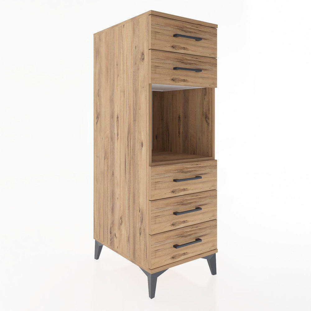 Woodntry Modüler Dolap Çam 44x30x122 cm Çekmeceli ve Raflı CR126-3