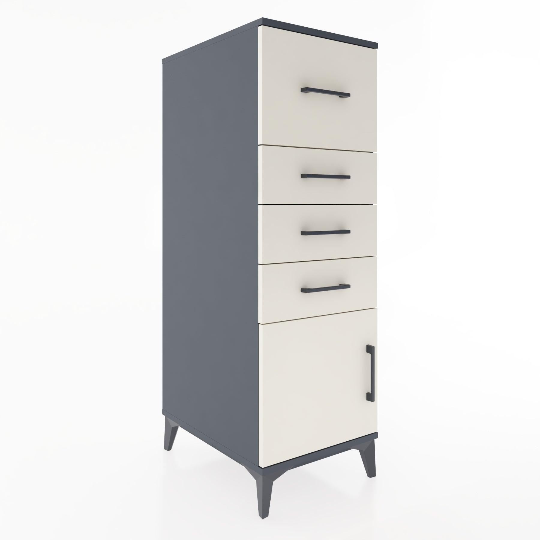 Woodntry Modular Cabinet Anthracite 44x30x122 cm with Doors and Drawers KC27-2