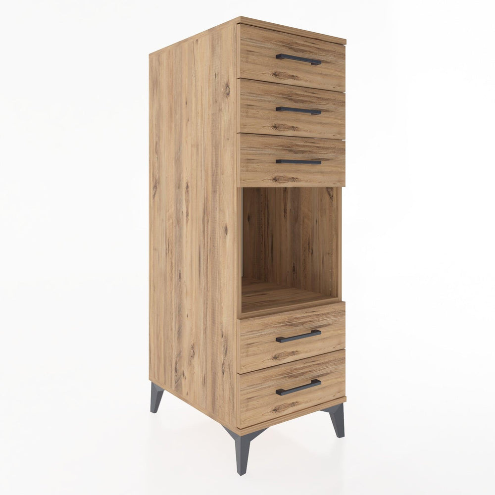 Woodntry Modüler Dolap Çam 44x30x122 cm Çekmeceli ve Raflı CR127-3