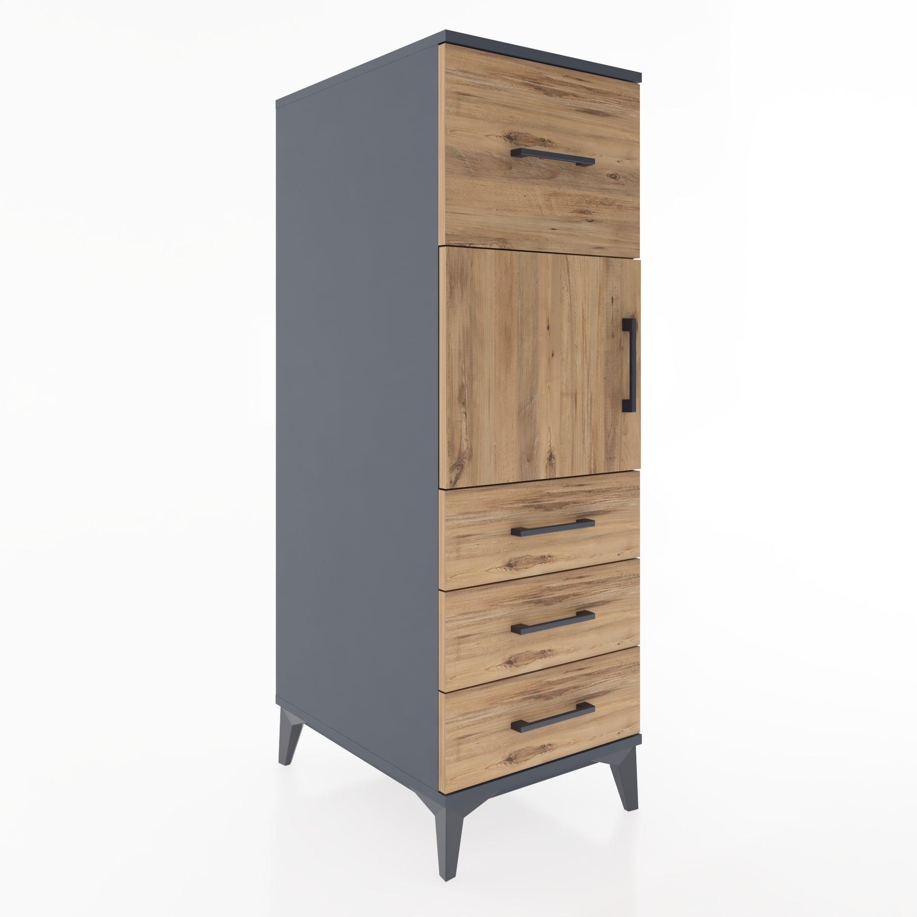 Woodntry Modular Cabinet Anthracite 44x30x122 cm with Doors and Drawers KC28-2