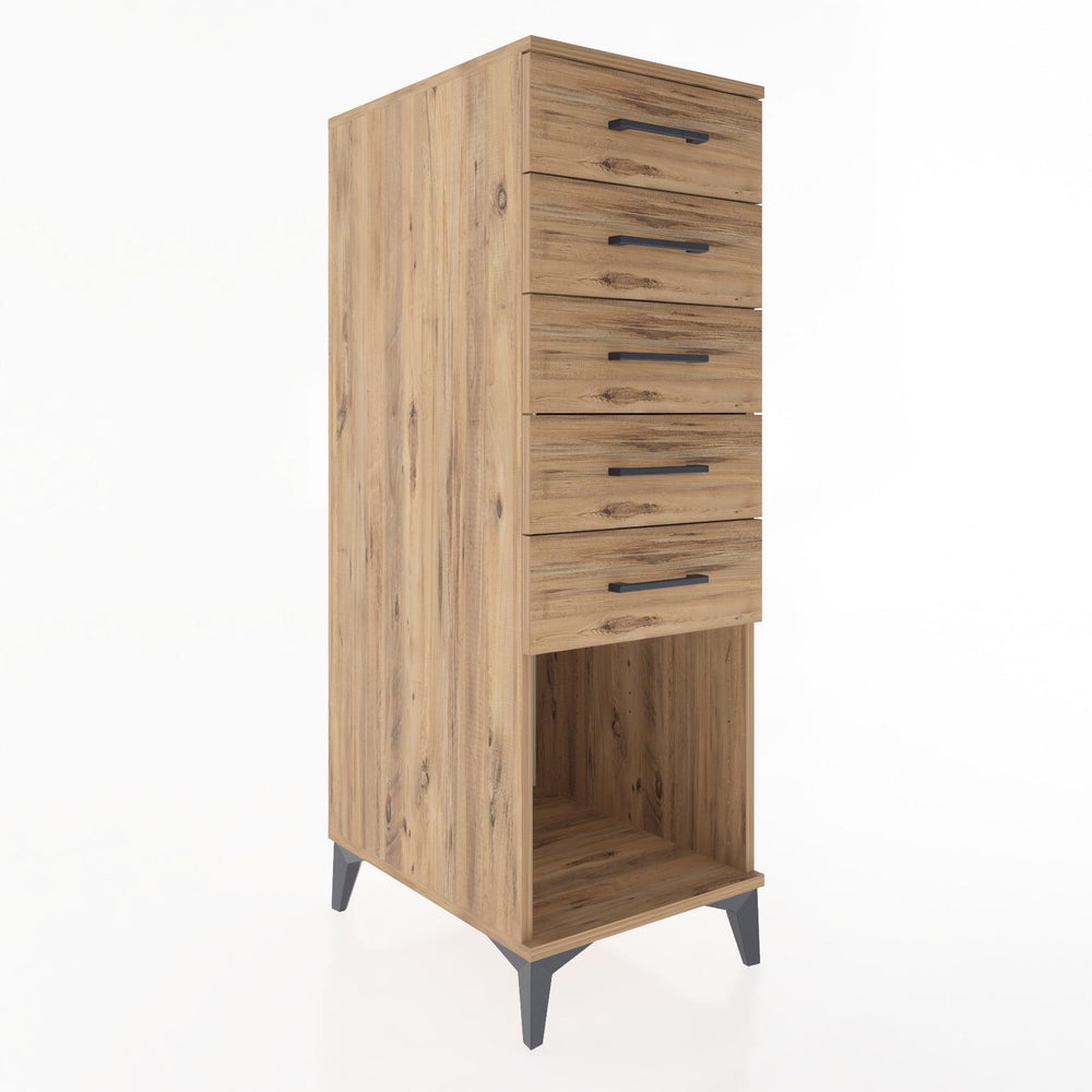 Woodntry Modüler Dolap Çam 44x59x122 cm Çekmeceli ve Raflı CR128-3