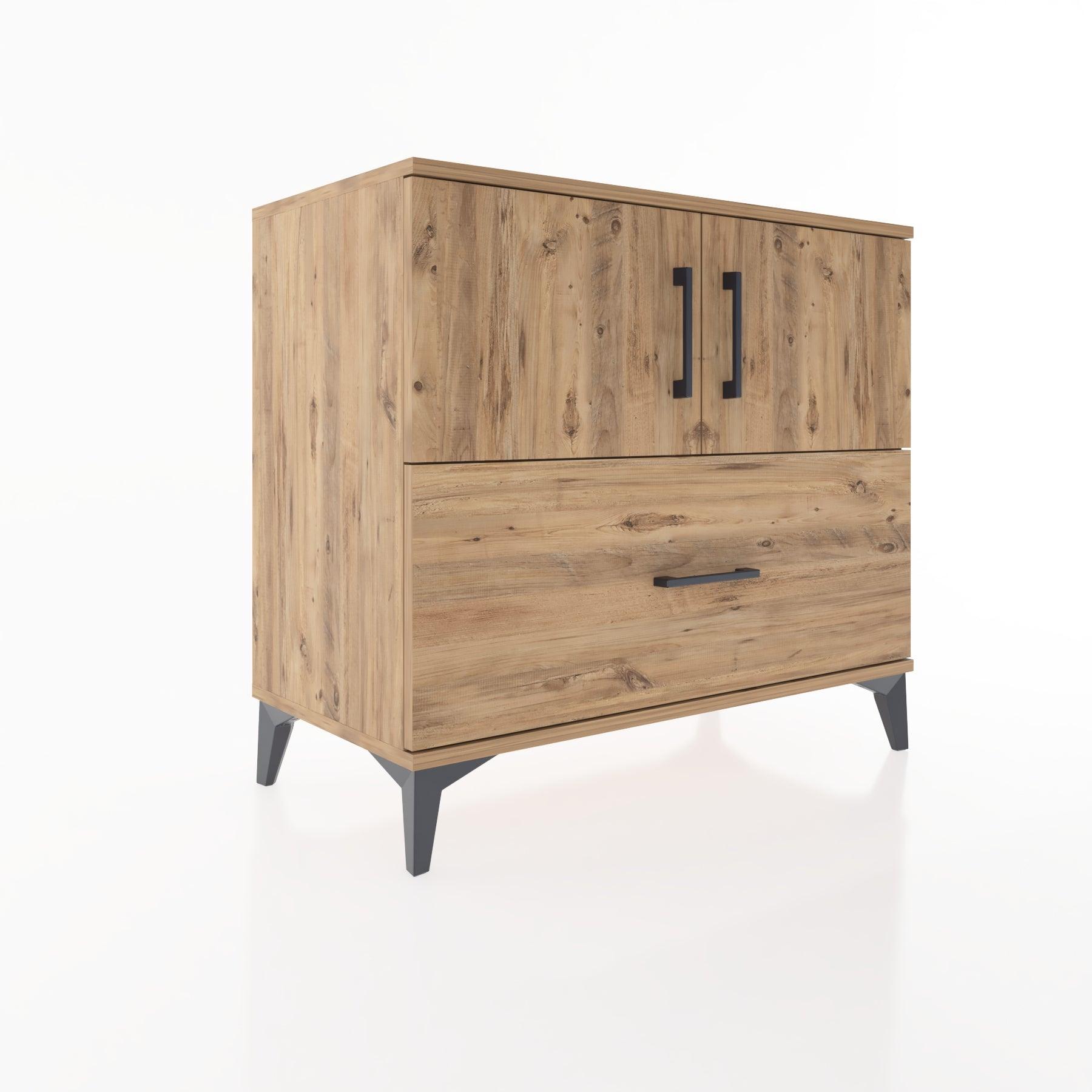 Woodntry Modüler Şifonyer Çam 88x44x68 cm Kapaklı ve Çekmeceli KC28-3