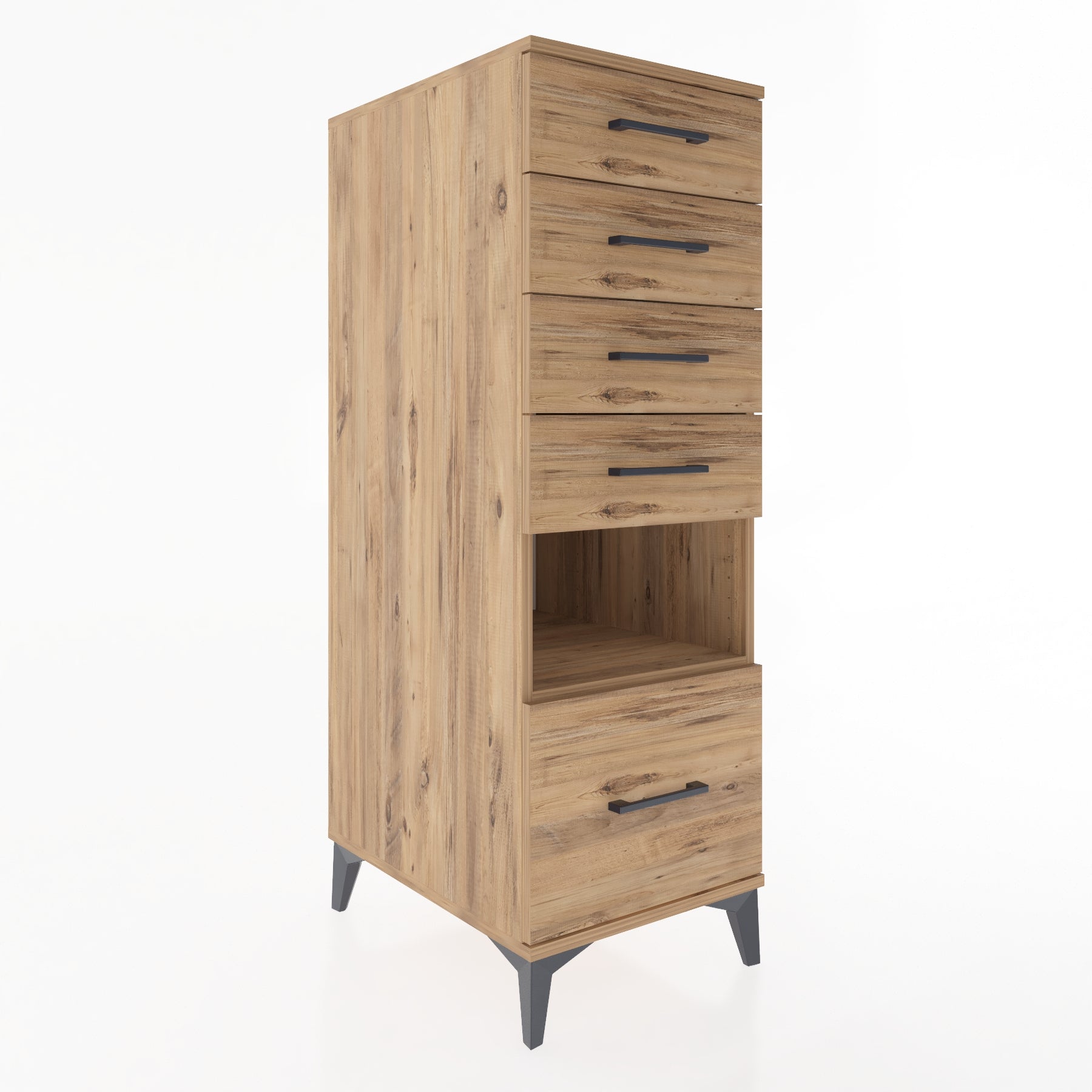 Woodntry Modüler Dolap Çam 44x59x122 cm Çekmeceli ve Raflı CR78-3