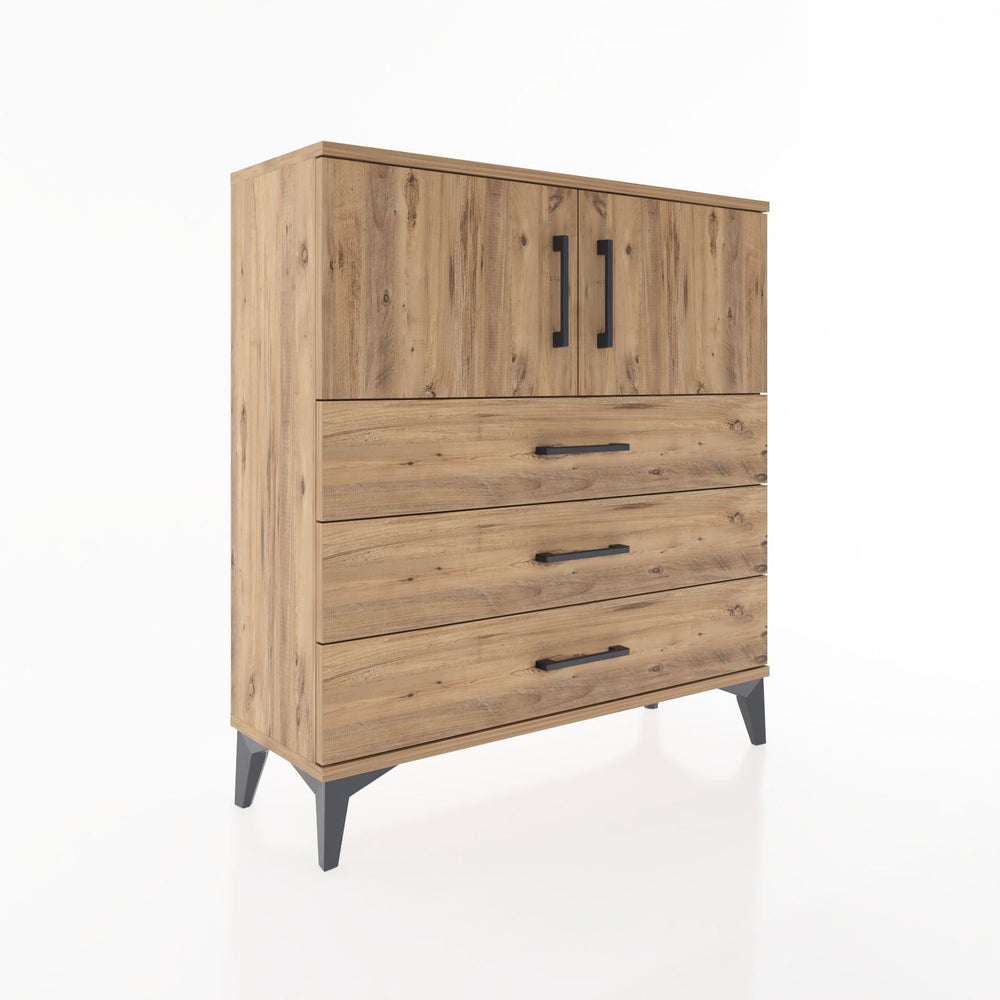 Woodntry Modüler Şifonyer Çam 88x30x84 cm Kapaklı ve Çekmeceli KC29-3