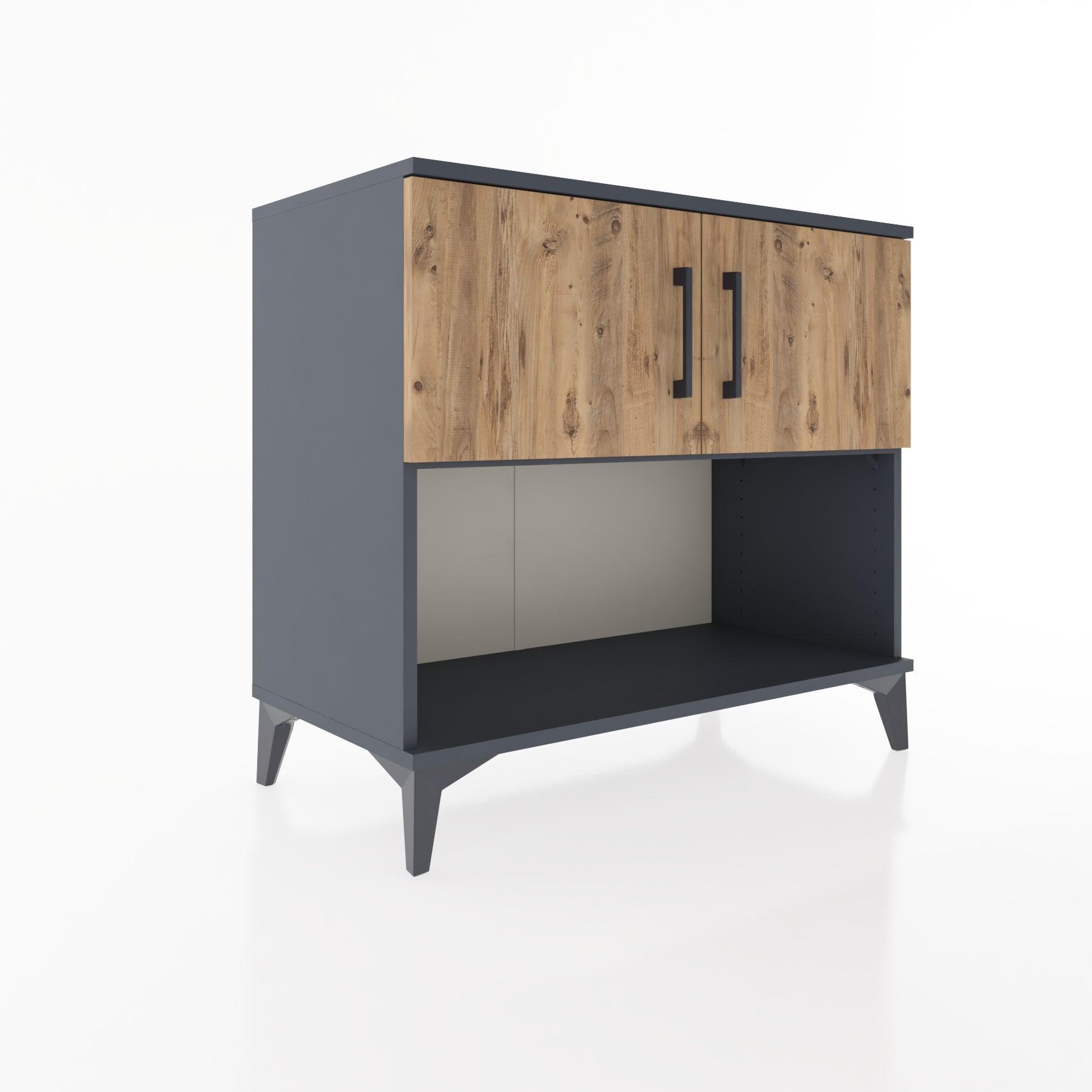 Woodntry Modüler Şifonyer Antrasit 88x44x68 cm Kapaklı ve Raflı KR30-2