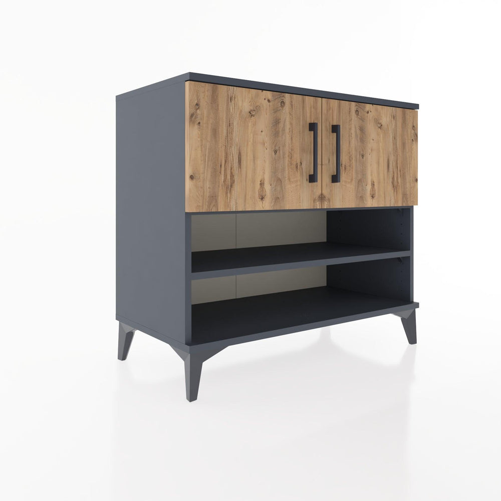 Woodntry Modüler Şifonyer Antrasit 88x44x68 cm Kapaklı ve Raflı KR31-2