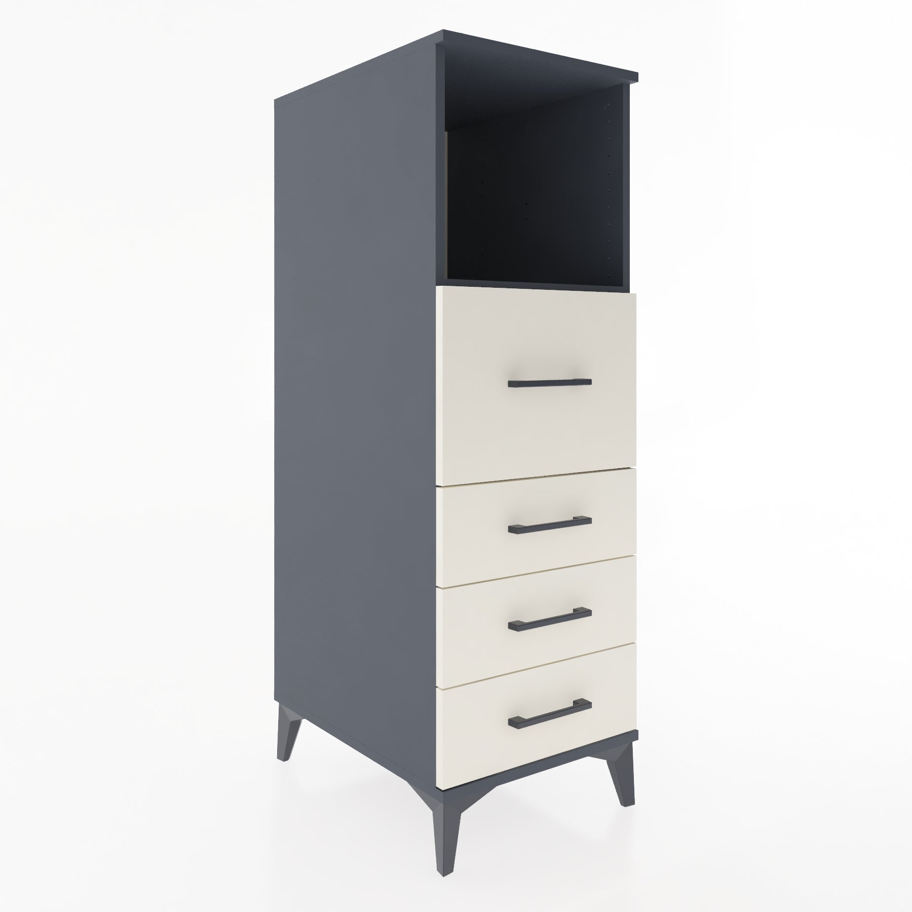 Woodntry Modüler Dolap Antrasit 44x59x122 cm Çekmeceli ve Raflı CR82-2