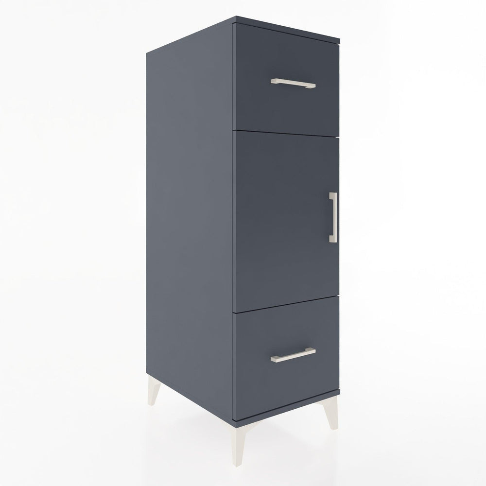 Woodntry Modüler Dolap Antrasit 44x30x122 cm Kapaklı ve Çekmeceli KC33-2