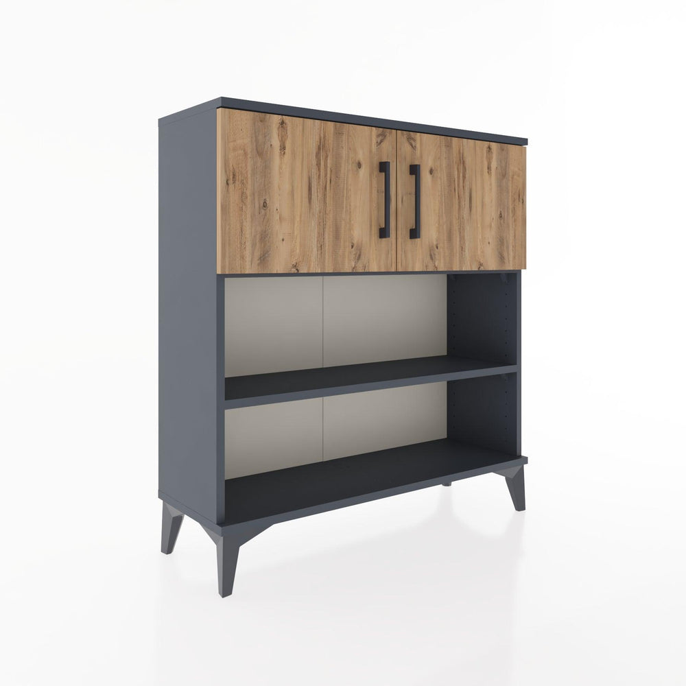 Woodntry Modüler Şifonyer Antrasit 88x30x84 cm Kapaklı ve Raflı KR34-2