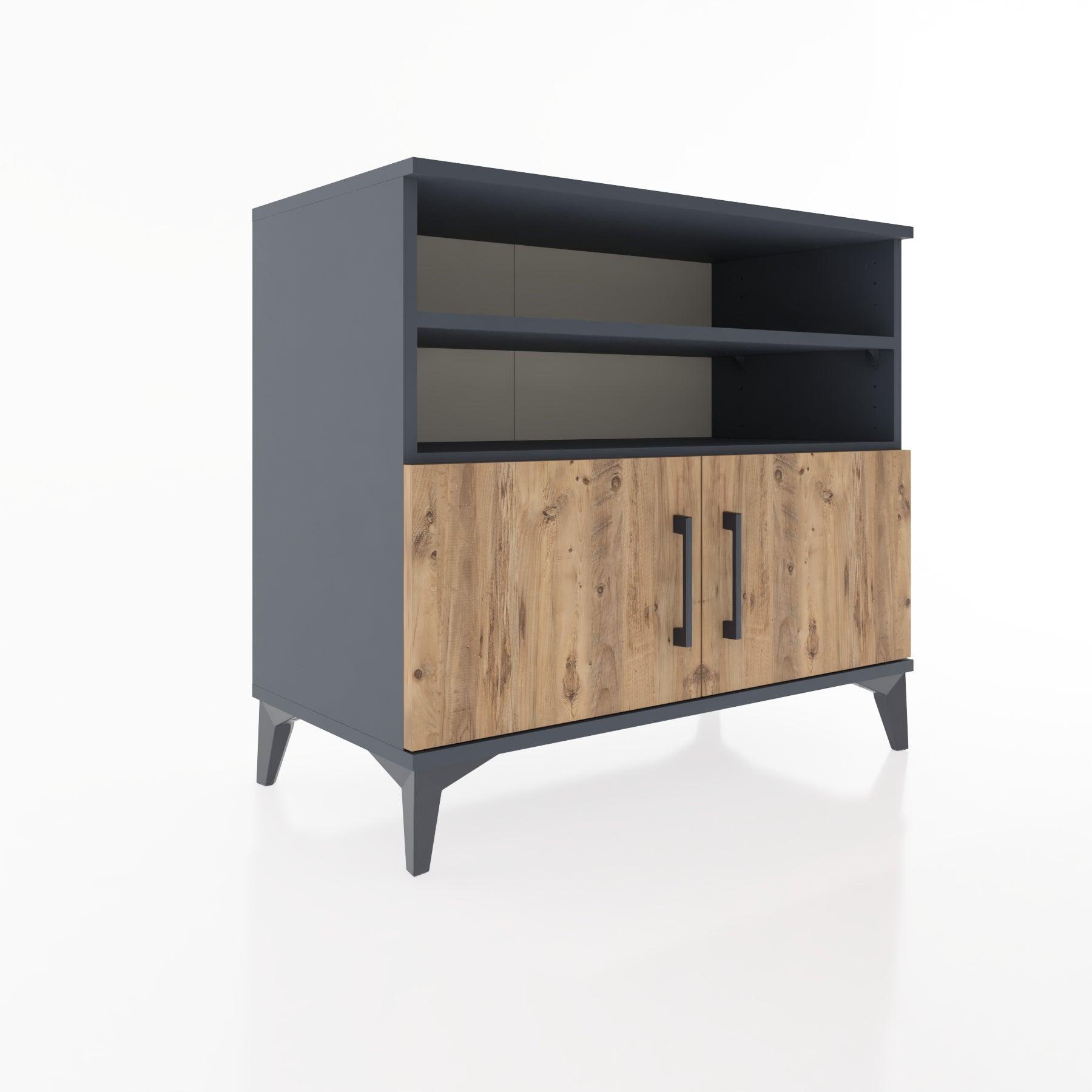 Woodntry Modüler Şifonyer Antrasit 88x44x68 cm Kapaklı ve Raflı KR34-2