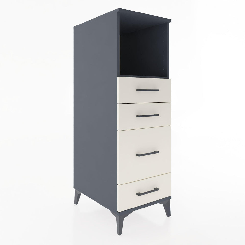 Woodntry Modüler Dolap Antrasit 44x30x122 cm Çekmeceli ve Raflı CR84-2