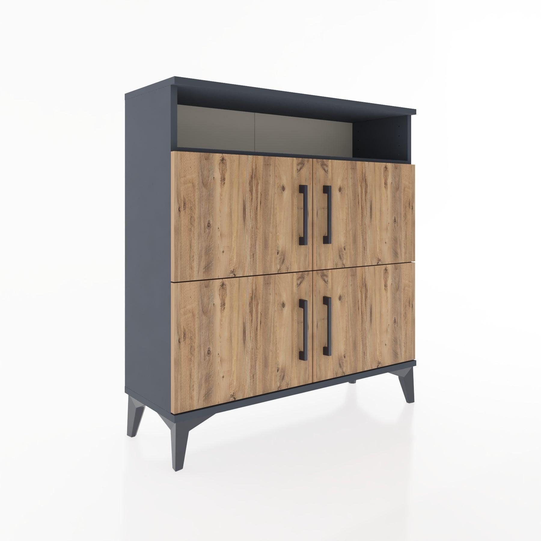 Woodntry Modular Dresser Anthracite 88x30x84 cm with Cover and Shelf KR35-2