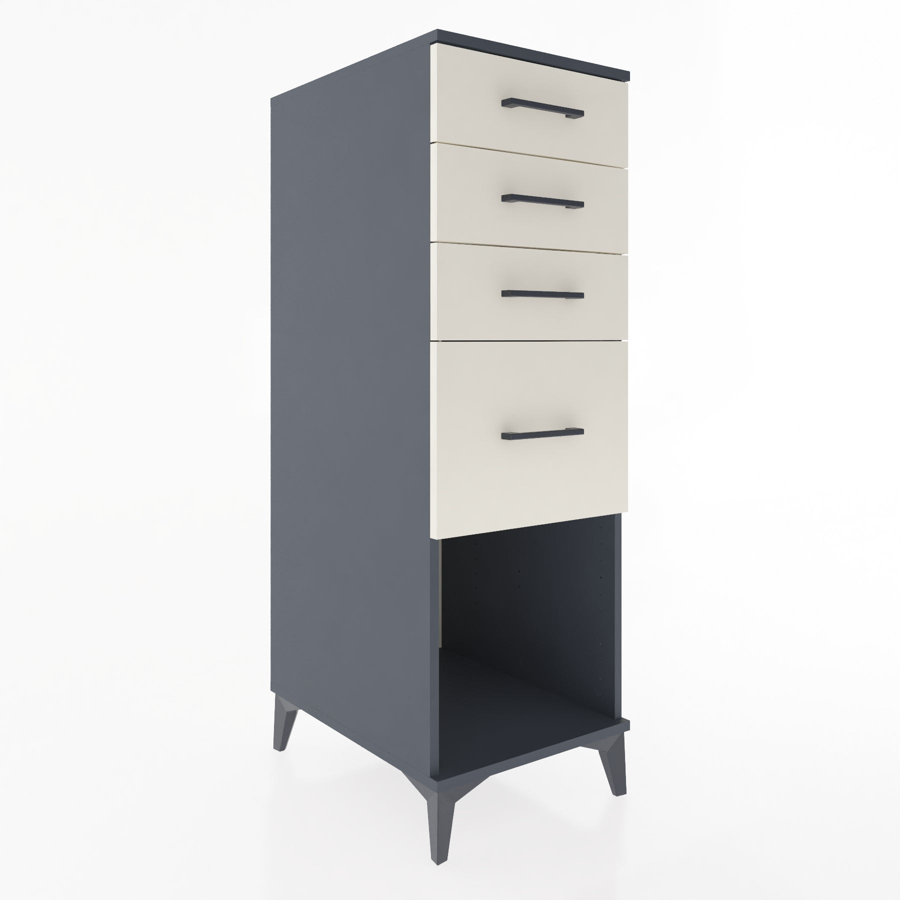 Woodntry Modüler Dolap Antrasit 44x59x122 cm Çekmeceli ve Raflı CR85-2