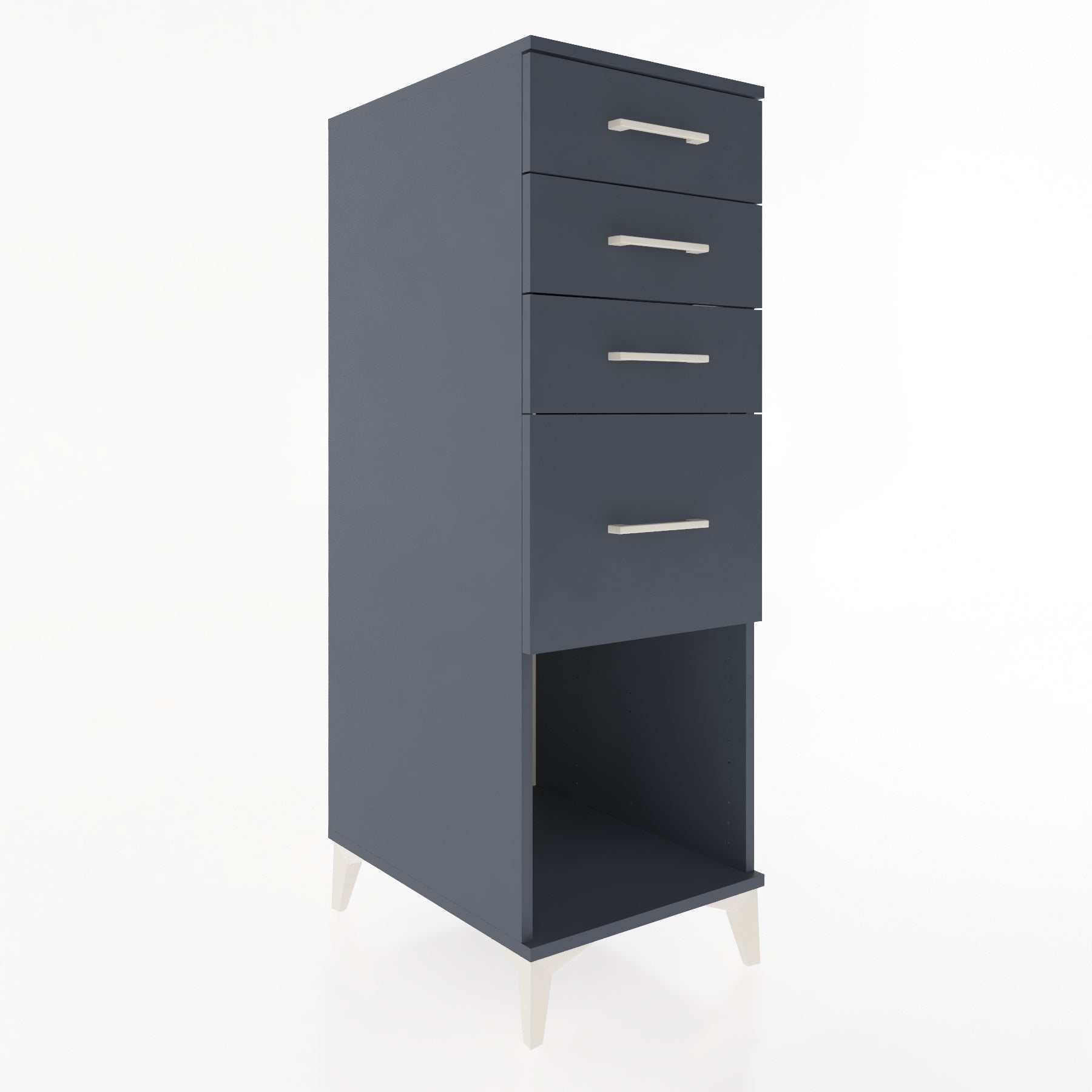 Woodntry Modüler Dolap Antrasit 44x59x122 cm Çekmeceli ve Raflı CR85-2