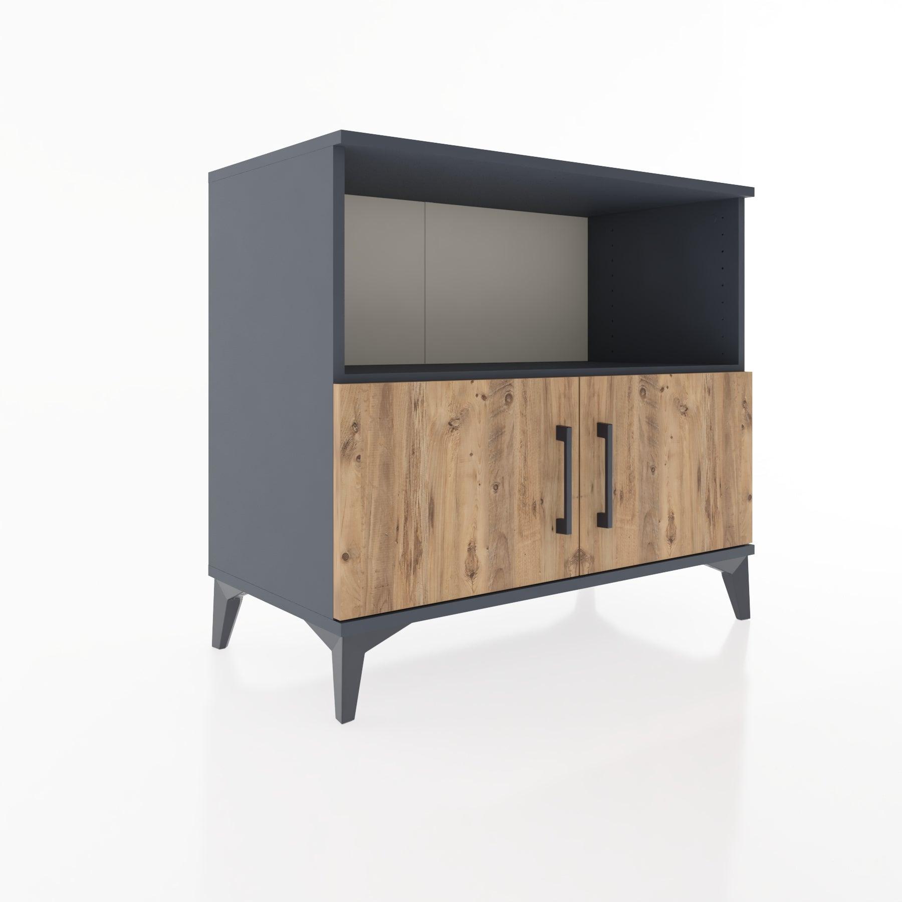 Woodntry Modüler Şifonyer Antrasit 88x44x68 cm Kapaklı ve Raflı KR36-2