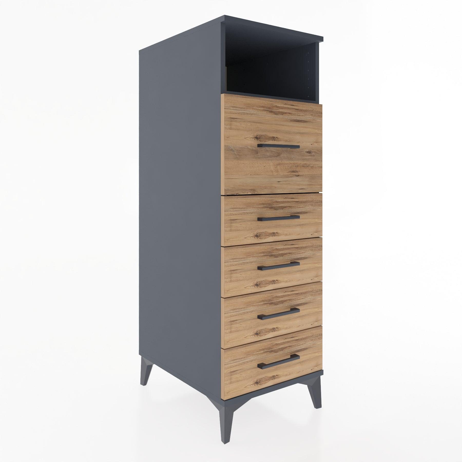 Woodntry Modular Cabinet Anthracite 44x30x122 cm with Drawers and Shelves CR86-2
