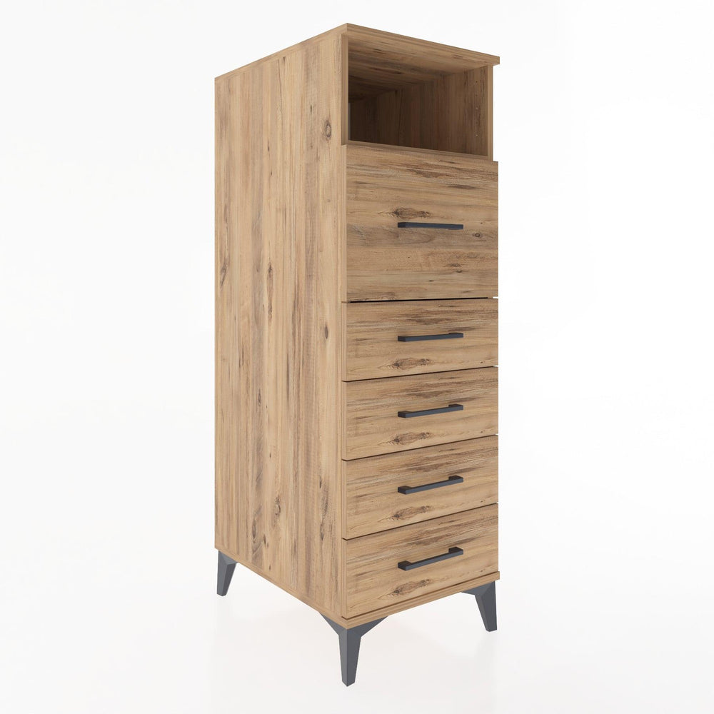 Woodntry Modüler Dolap Çam 44x30x122 cm Çekmeceli ve Raflı CR86-3