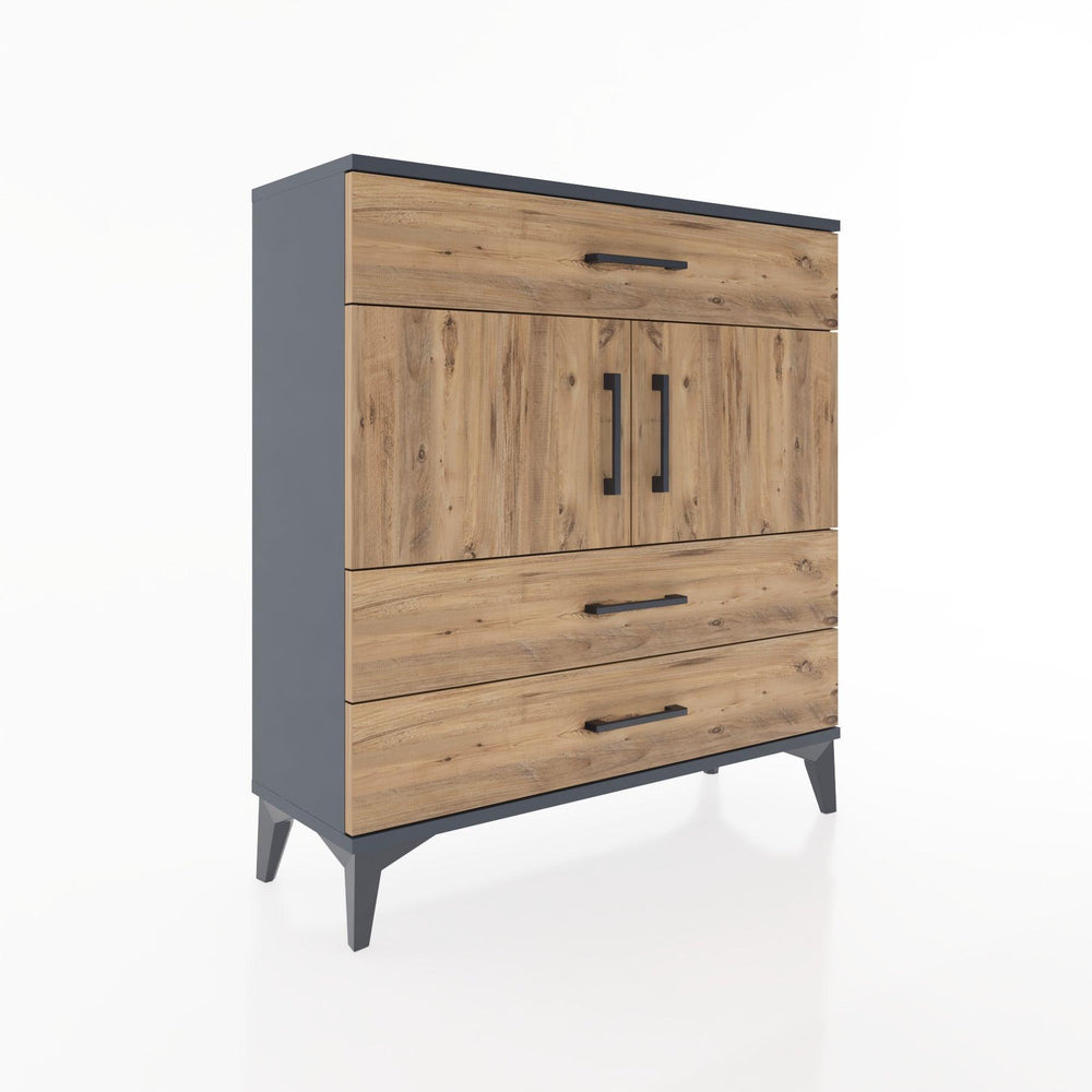 Woodntry Modüler Şifonyer Antrasit 88x30x84 cm Kapaklı ve Çekmeceli KC37-2