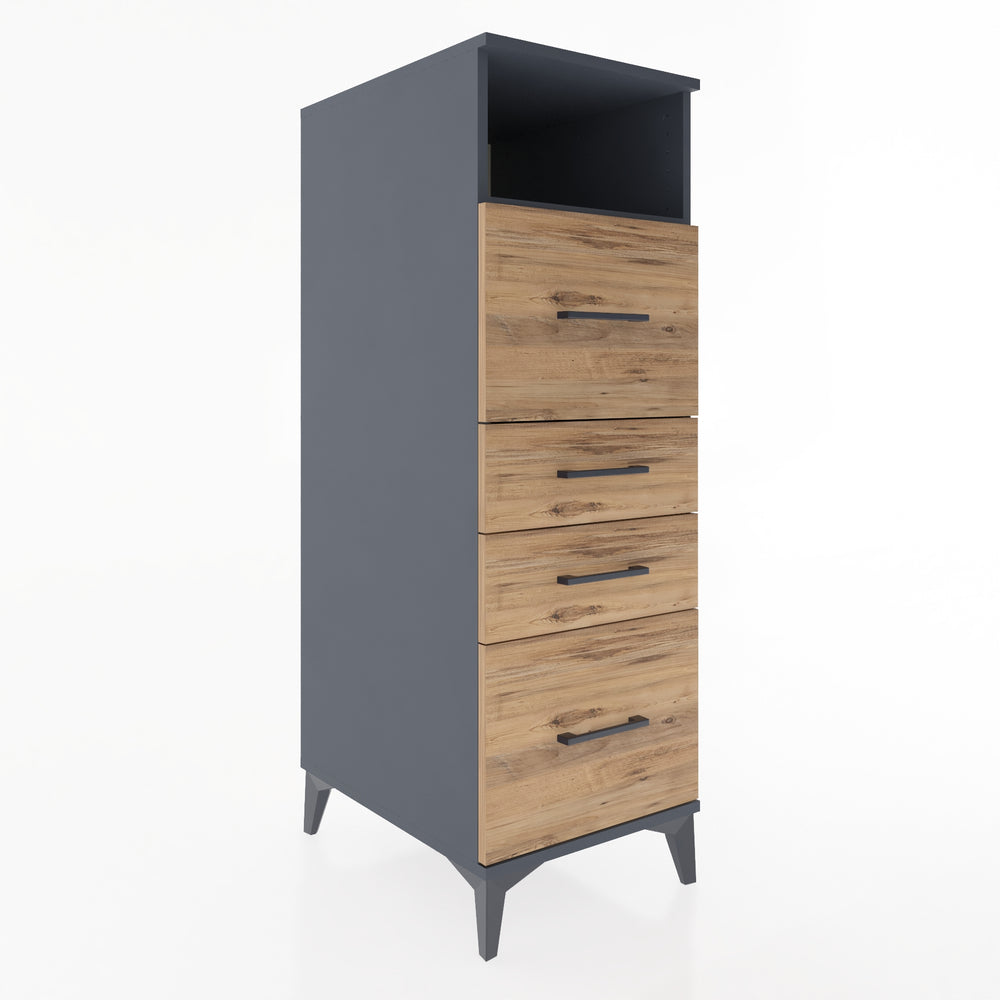 Woodntry Modüler Dolap Antrasit 44x59x122 cm Çekmeceli ve Raflı CR37-2