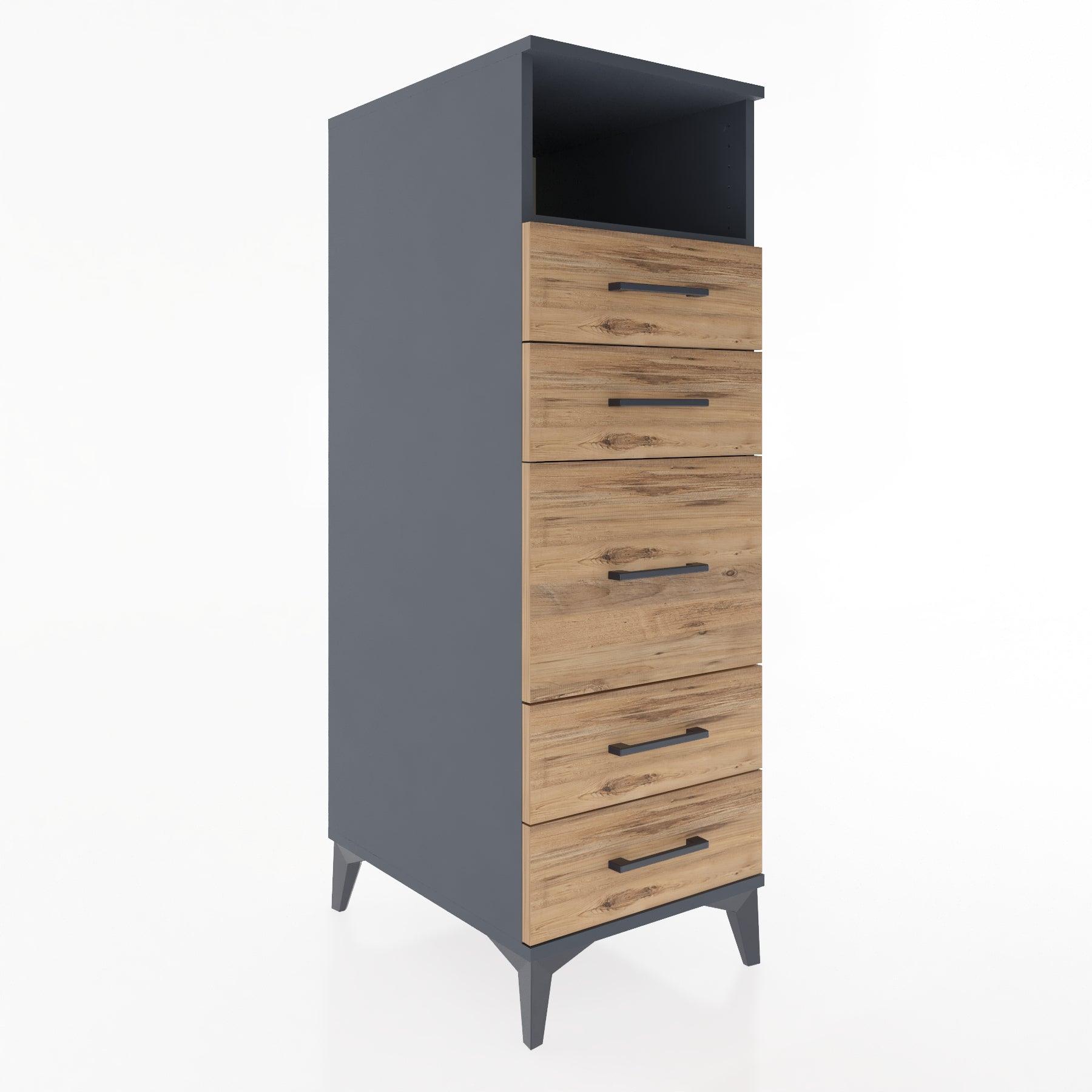 Woodntry Modular Cabinet Anthracite 44x30x122 cm with Drawers and Shelves CR87-2