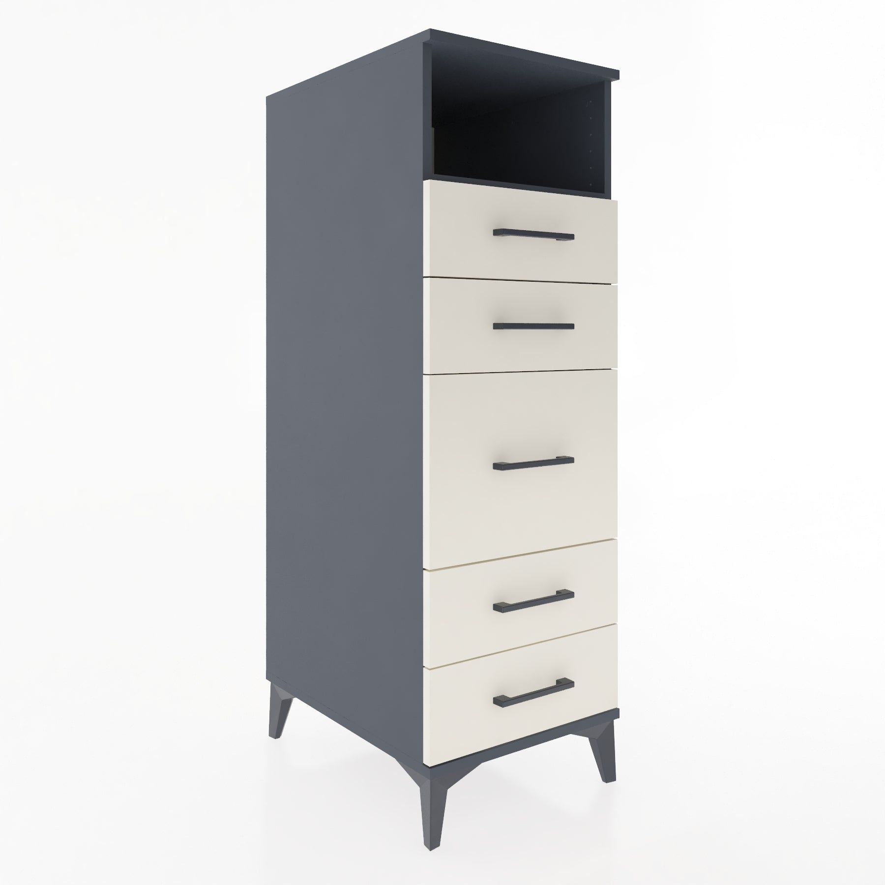 Woodntry Modüler Dolap Antrasit 44x59x122 cm Çekmeceli ve Raflı CR87-2