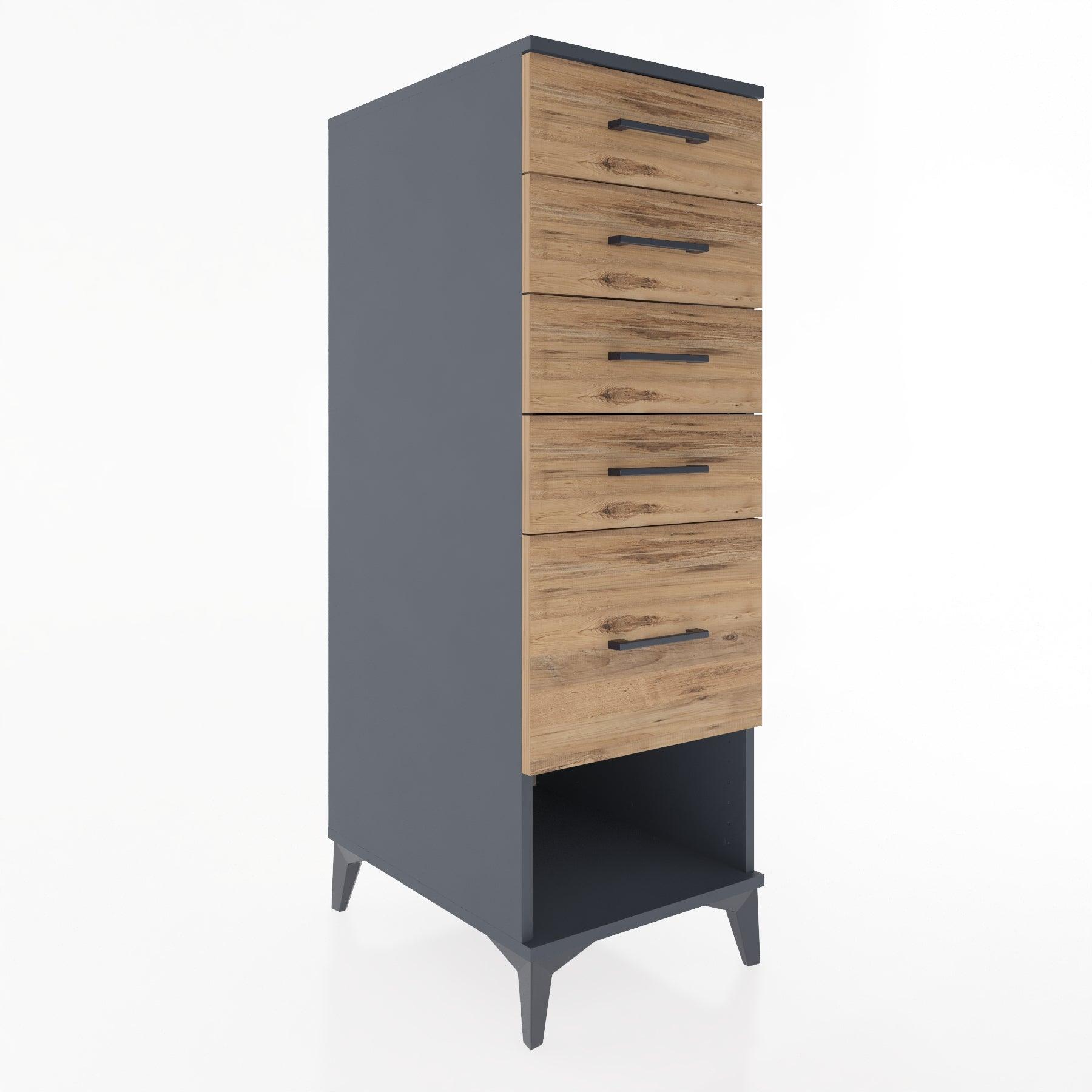 Woodntry Modular Cabinet Anthracite 44x30x122 cm with Drawers and Shelves CR88-2
