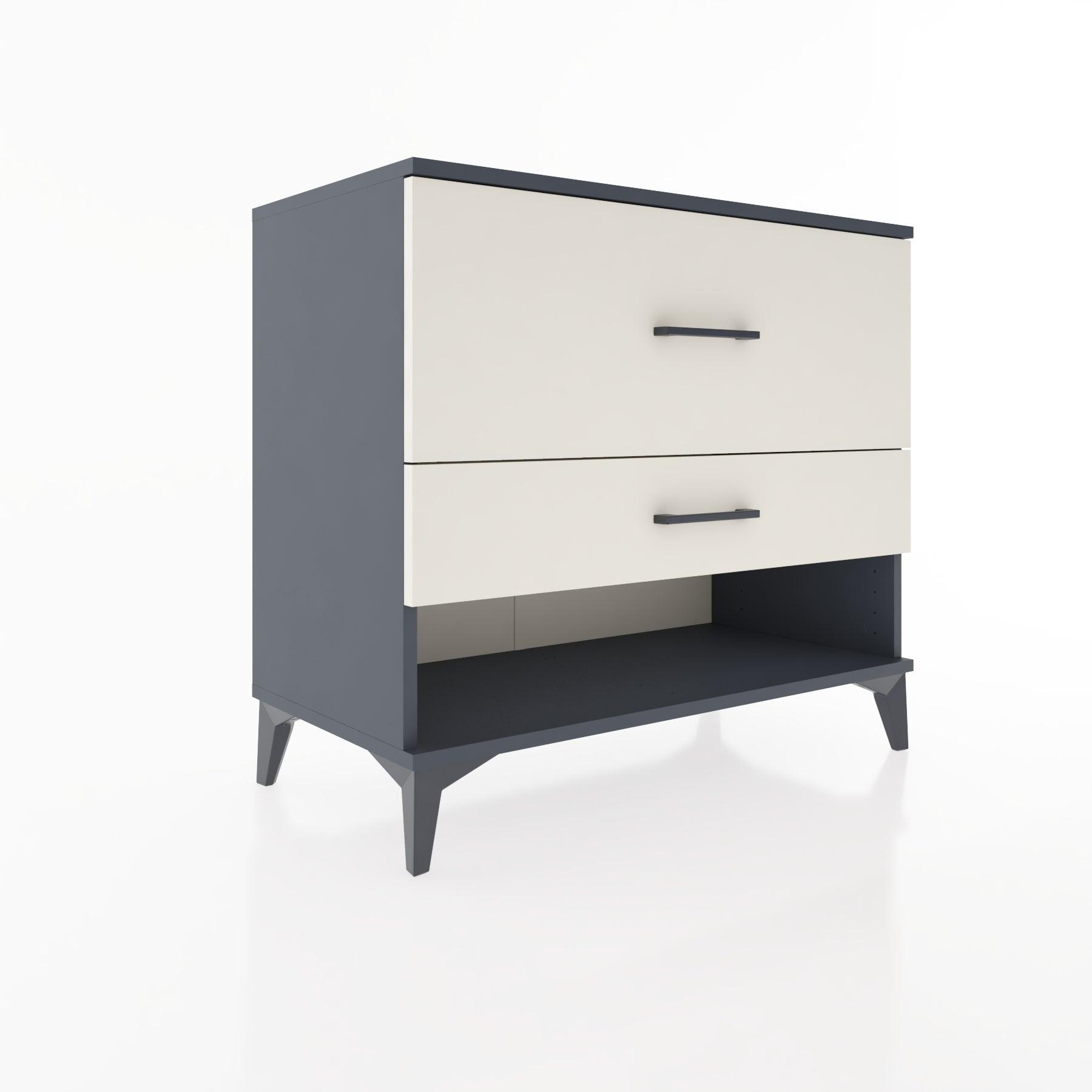 Woodntry Modüler Şifonyer Antrasit 88x44x68 cm Çekmeceli ve Raflı CR40-2