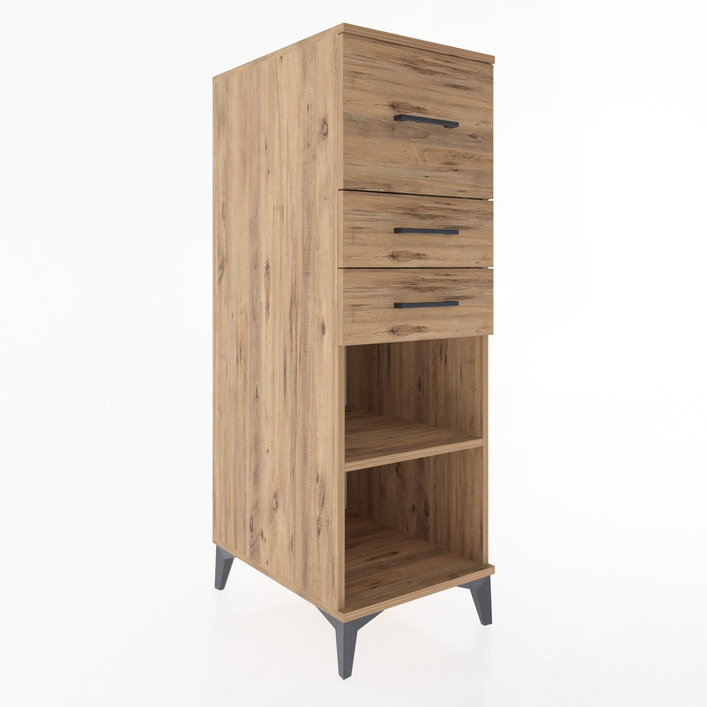 Woodntry Modüler Dolap Çam 44x30x122 cm Çekmeceli ve Raflı CR90-3