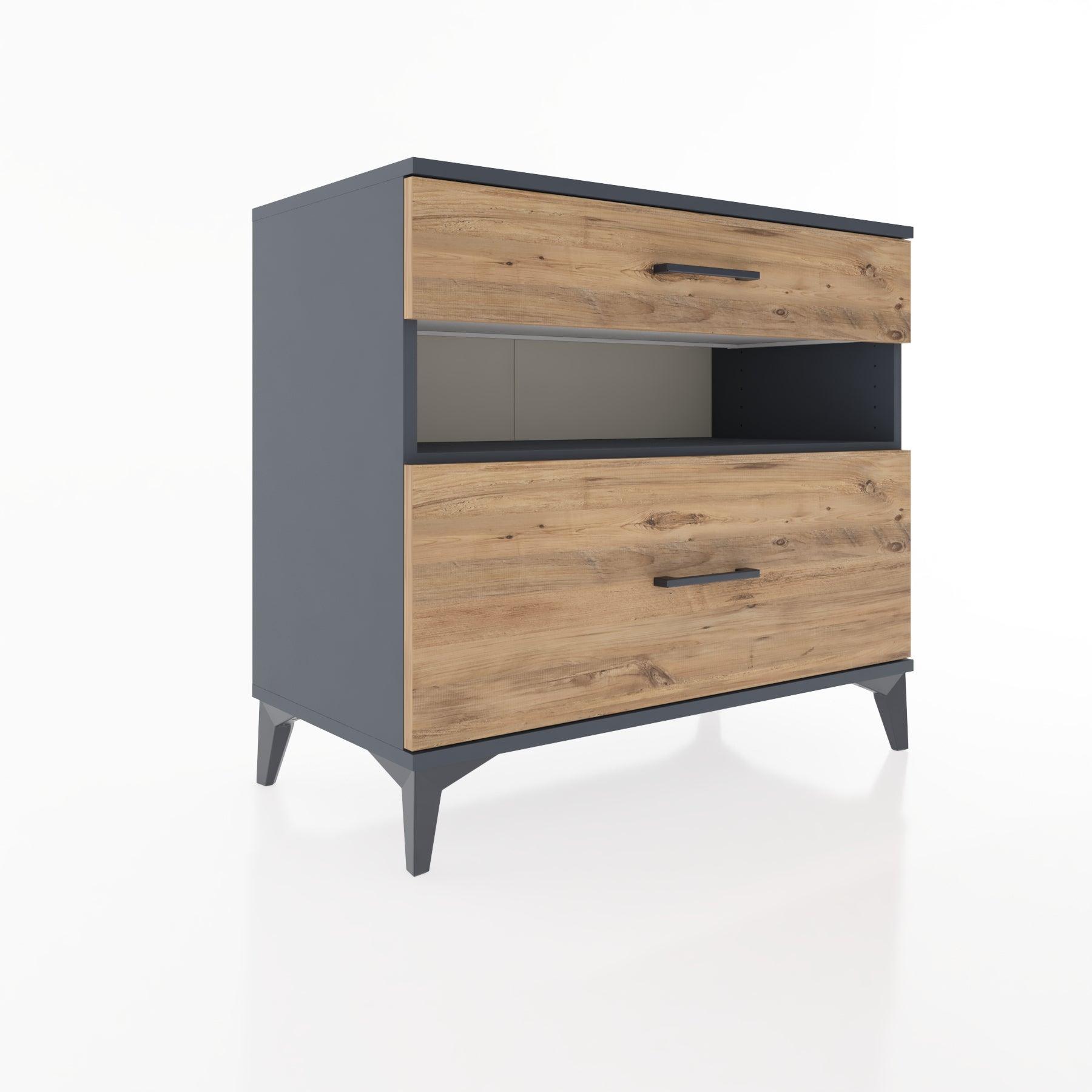 Woodntry Modüler Şifonyer Antrasit 88x44x68 cm Çekmeceli ve Raflı CR41-2
