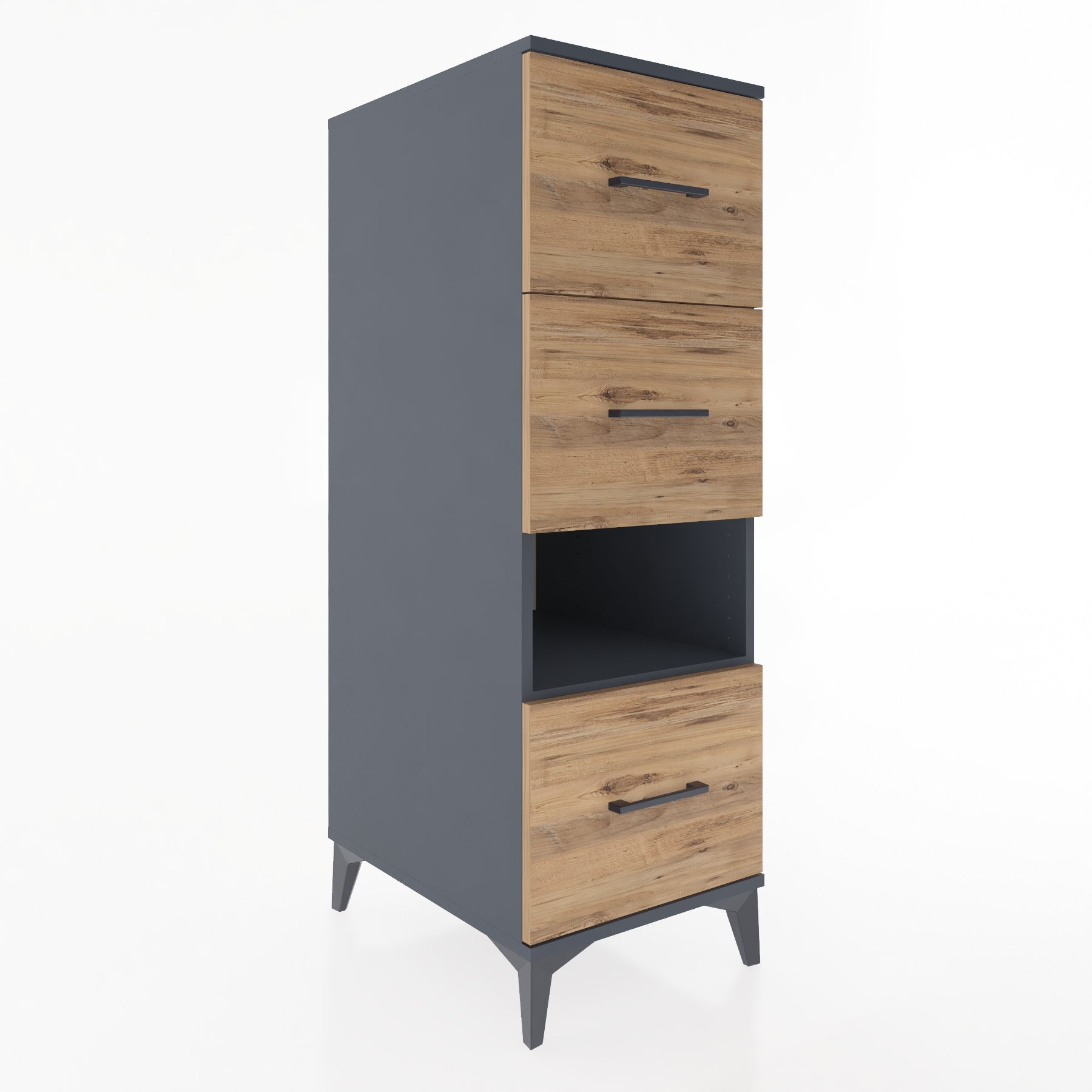 Woodntry Modular Cabinet Anthracite 44x59x122 cm with Drawers and Shelves CR41-2