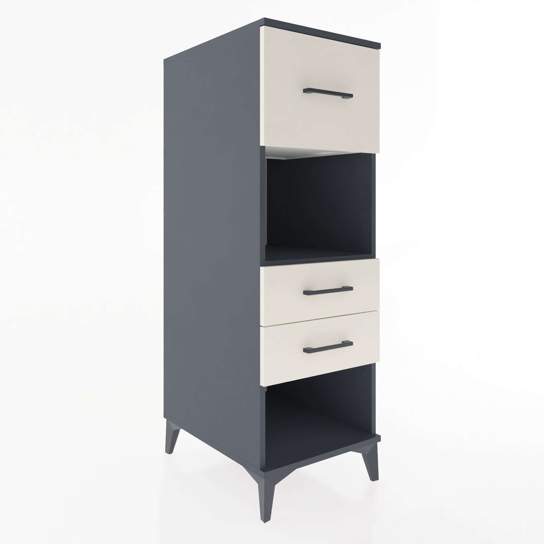 Woodntry Modüler Dolap Antrasit 44x59x122 cm Çekmeceli ve Raflı CR91-2