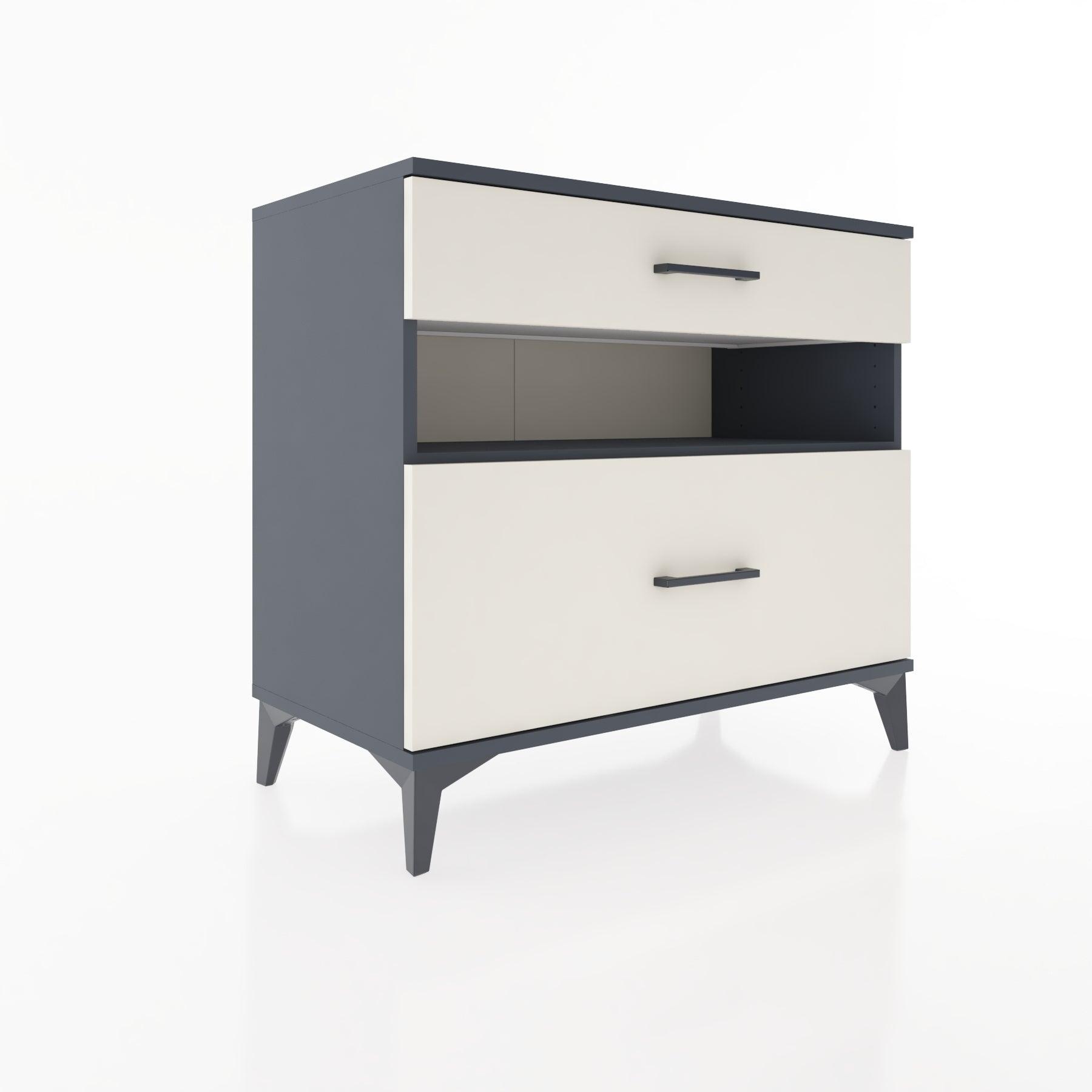 Woodntry Modüler Şifonyer Antrasit 88x44x68 cm Çekmeceli ve Raflı CR41-2