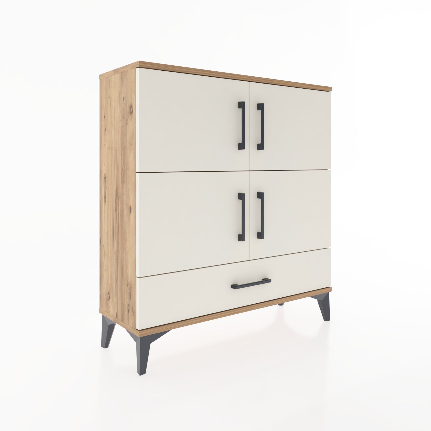 Woodntry Modüler Şifonyer Çam 88x30x84 cm Kapaklı ve Çekmeceli KC41-3