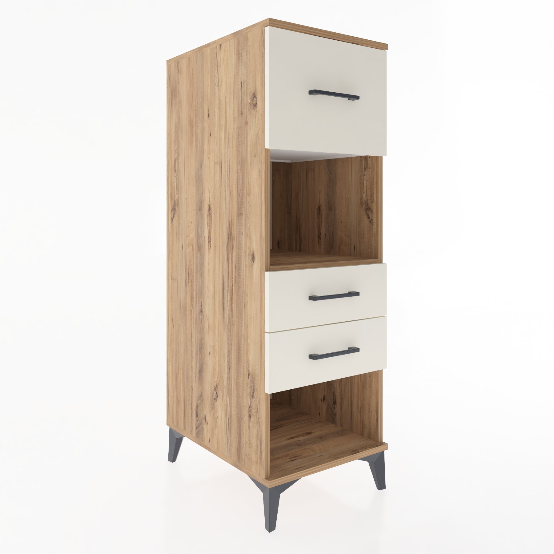 Woodntry Modüler Dolap Çam 44x59x122 cm Çekmeceli ve Raflı CR91-3