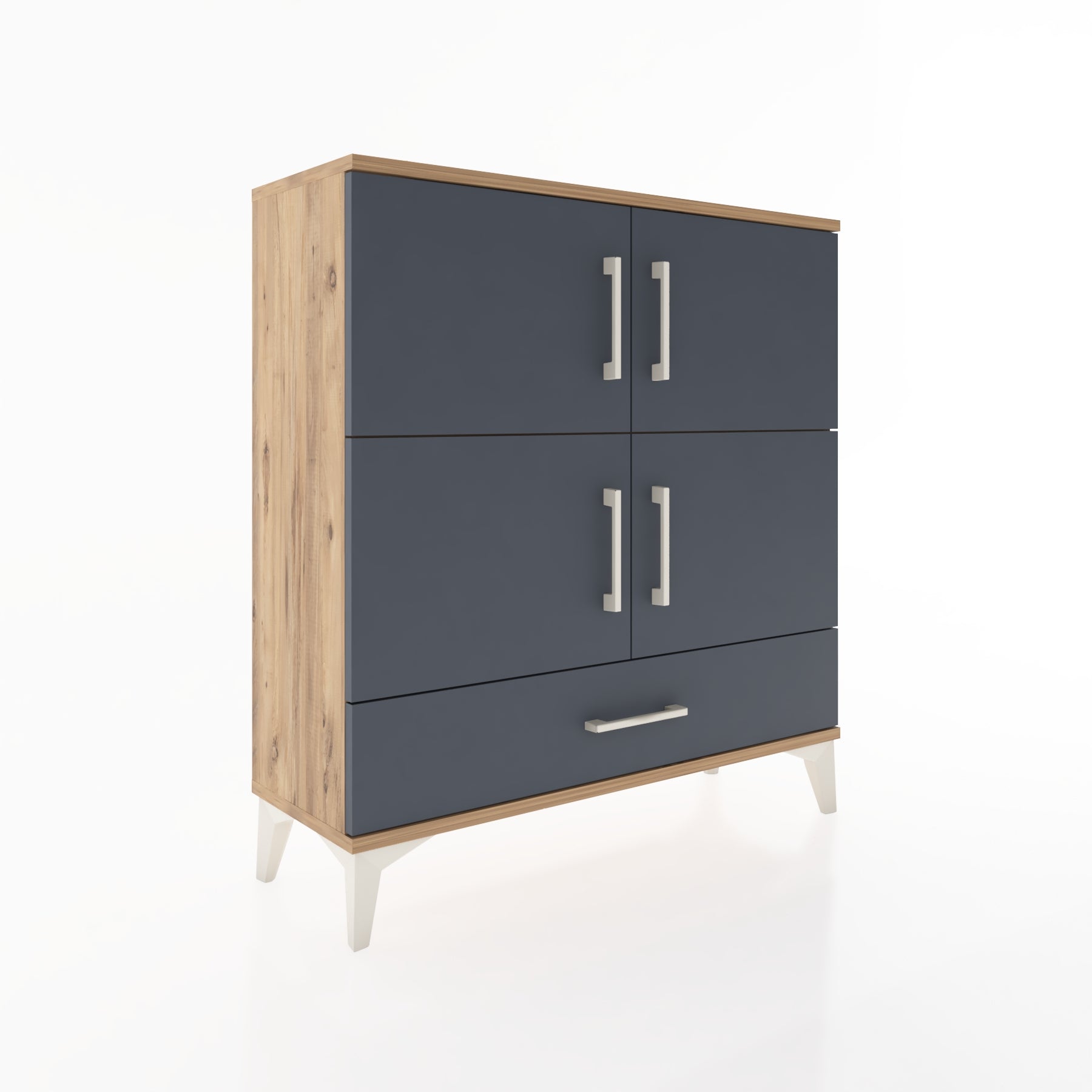 Woodntry Modüler Şifonyer Çam 88x30x84 cm Kapaklı ve Çekmeceli KC41-3