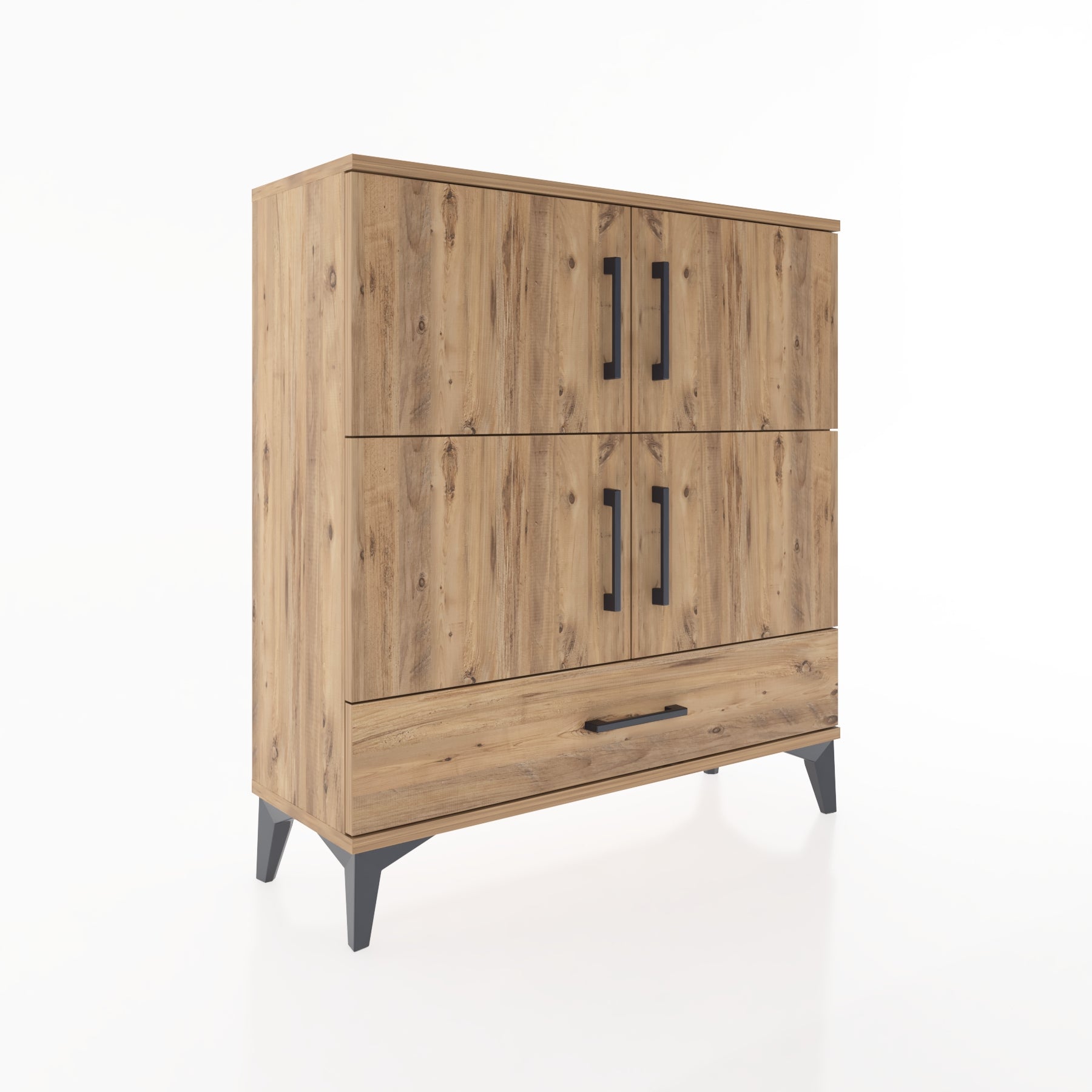 Woodntry Modüler Şifonyer Çam 88x30x84 cm Kapaklı ve Çekmeceli KC41-3