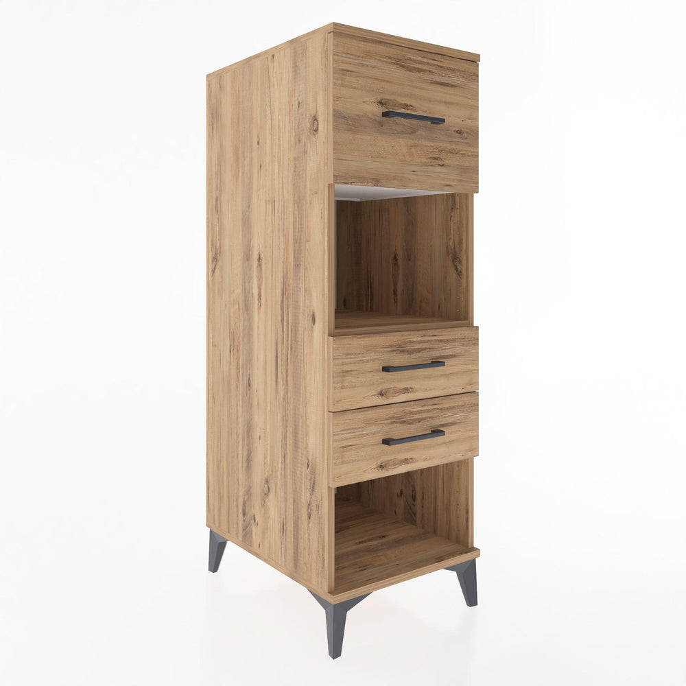 Woodntry Modüler Dolap Çam 44x30x122 cm Çekmeceli ve Raflı CR91-3