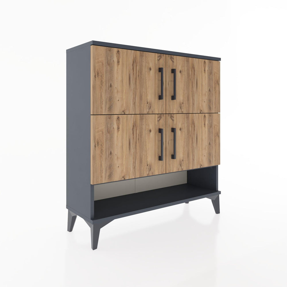 Woodntry Modüler Şifonyer Antrasit 88x30x84 cm Kapaklı ve Raflı KR42-2