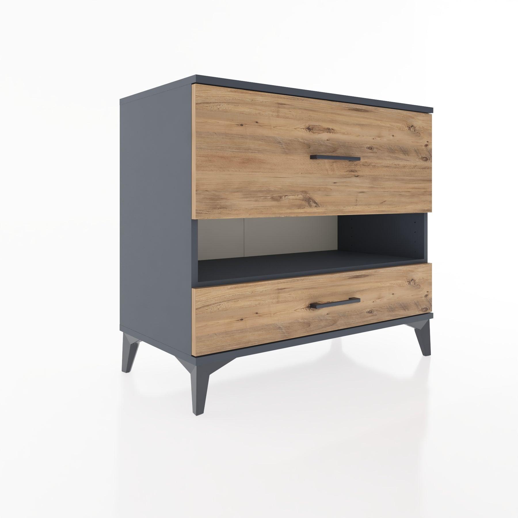 Woodntry Modüler Şifonyer Antrasit 88x44x68 cm Çekmeceli ve Raflı CR42-2