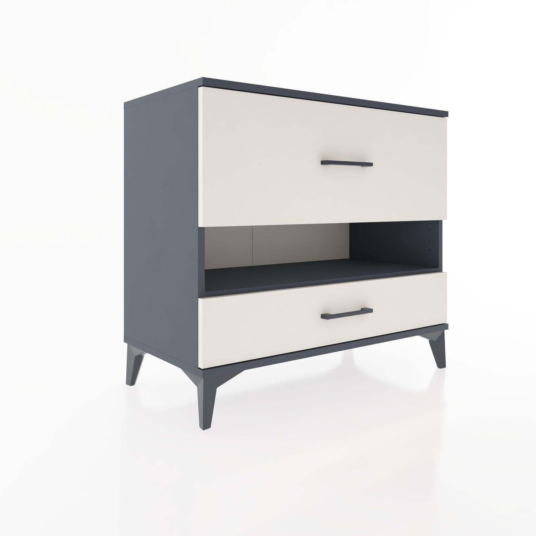Woodntry Modüler Şifonyer Antrasit 88x44x68 cm Çekmeceli ve Raflı CR42-2